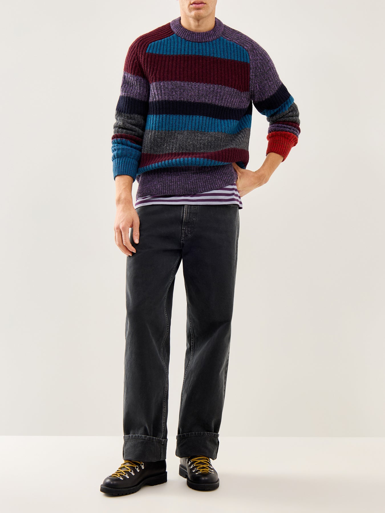 Paul Smith Loves Barbour Multi-Stripe Crew Neck Jumper