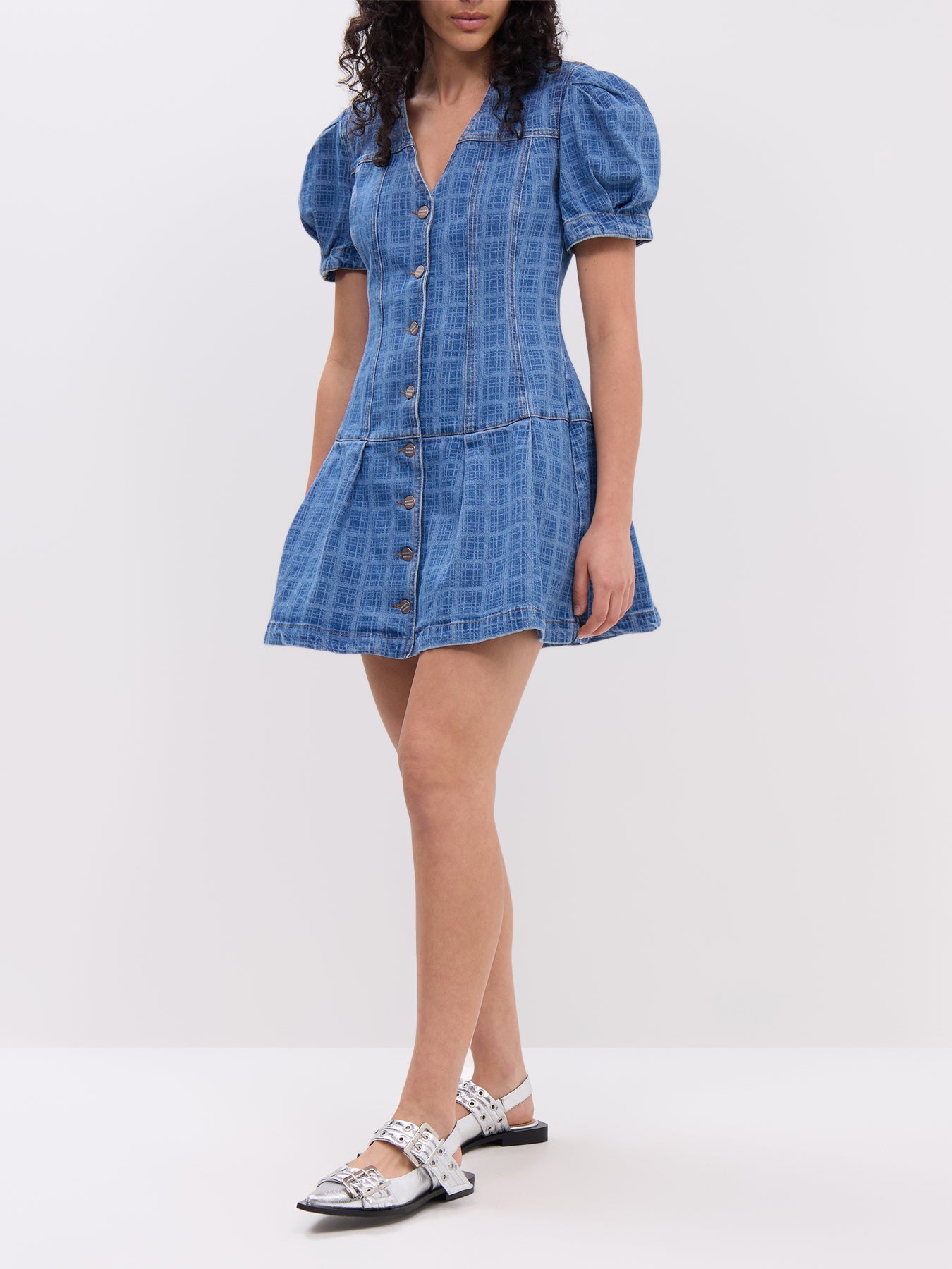 Adeline Shell Mini Dress - Laser Check