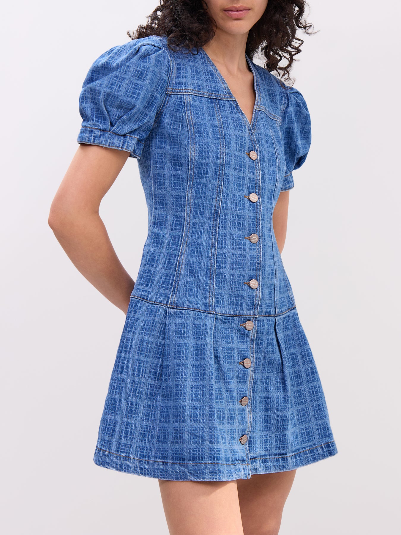 Adeline Shell Mini Dress - Laser Check