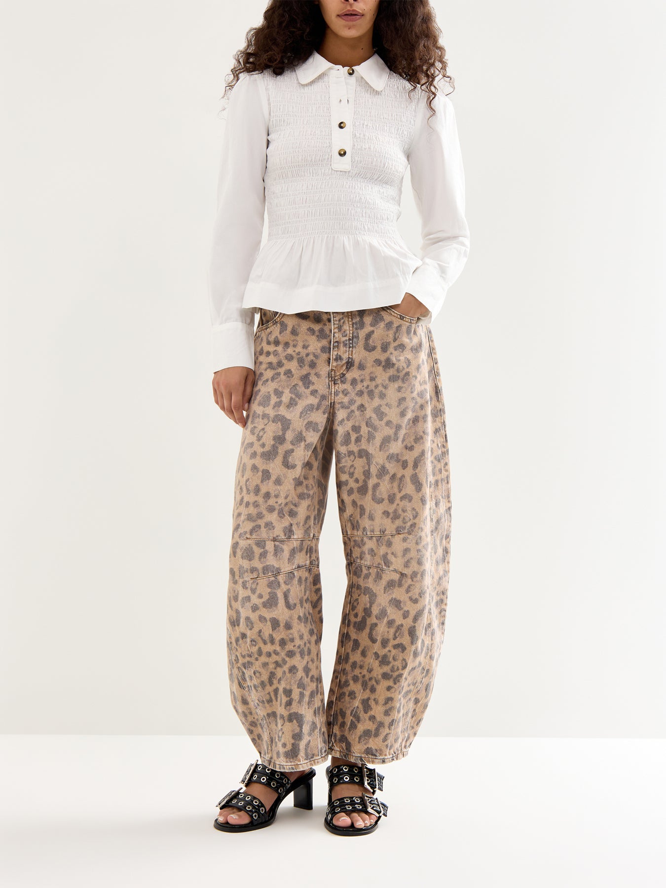Hazel Shirred Shirt White