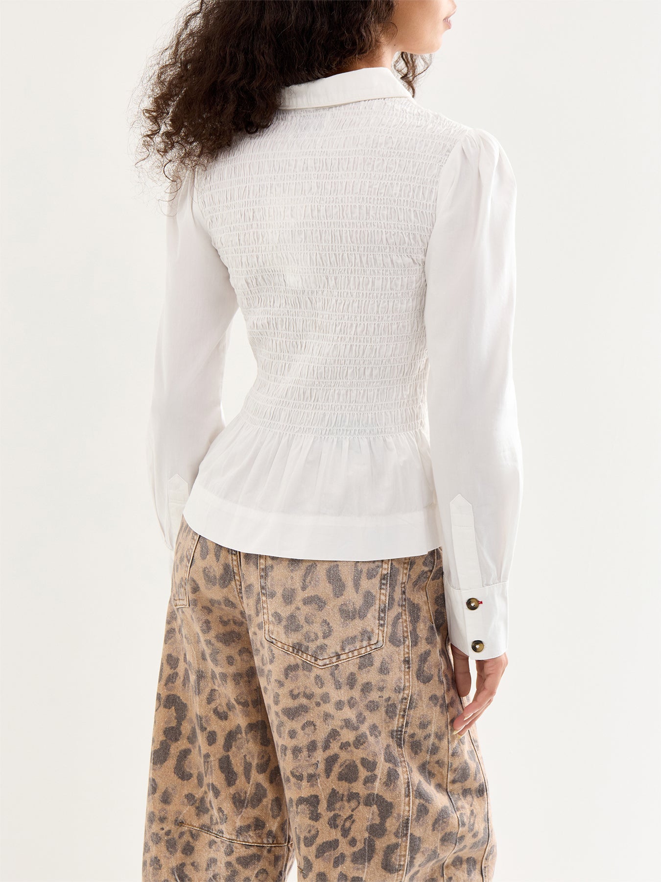 Hazel Shirred Shirt White