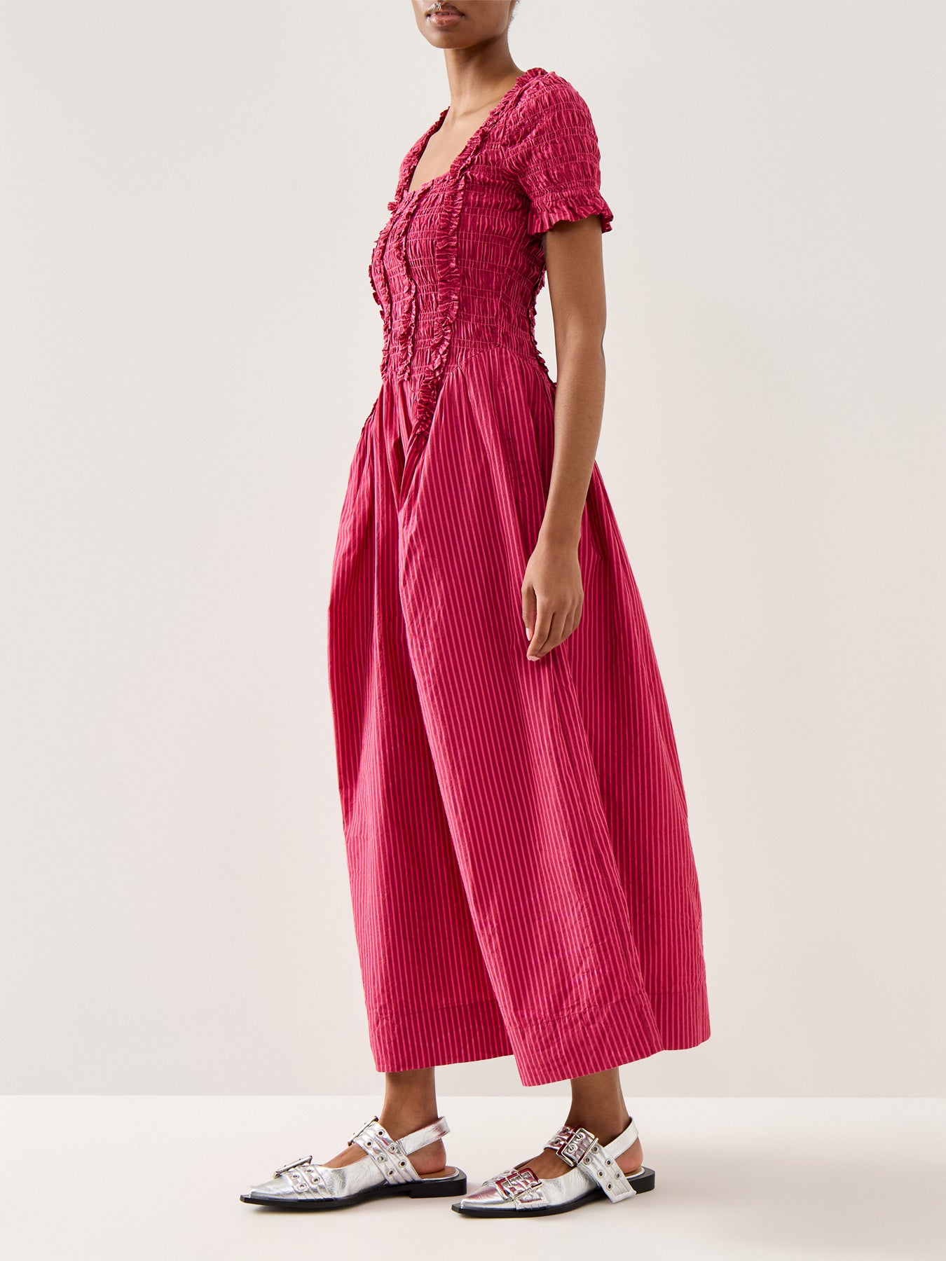 Raphaela Ruffle Midi Dress Berry Business