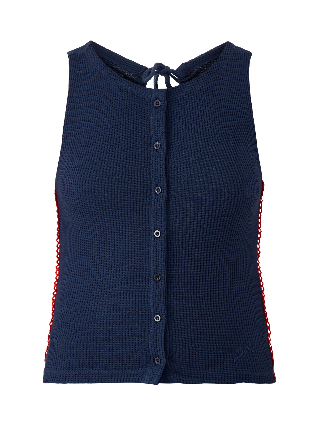 Devon Pointelle Polo Navy Organic Cotton
