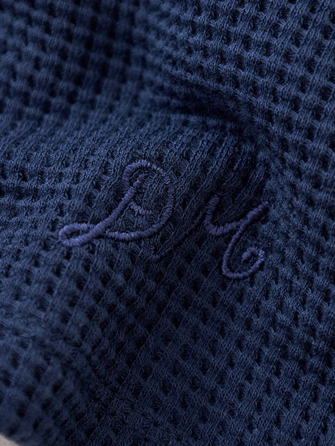 Devon Pointelle Polo Navy Organic Cotton