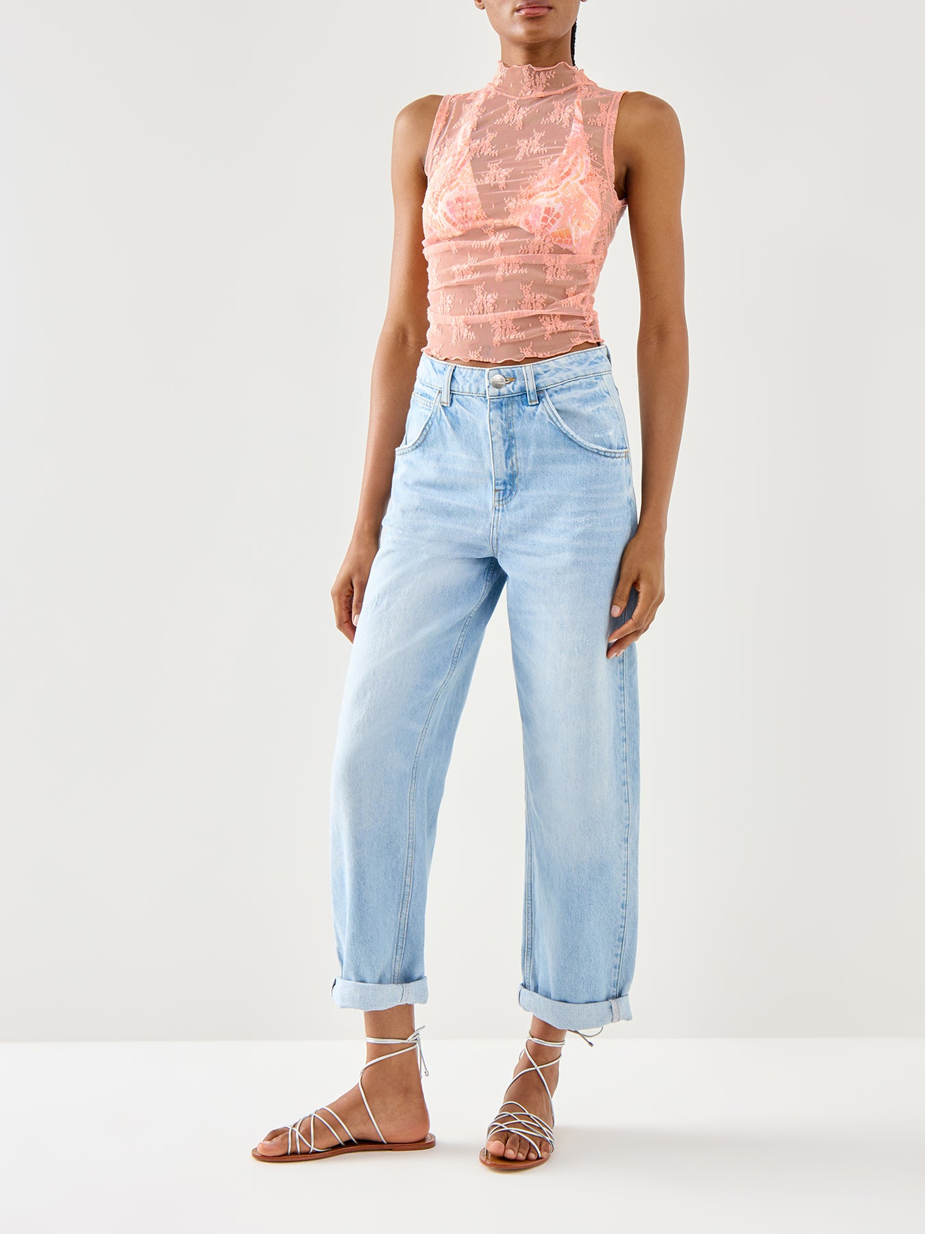 Solid Nice Try Muscle Tank Lace Sheer