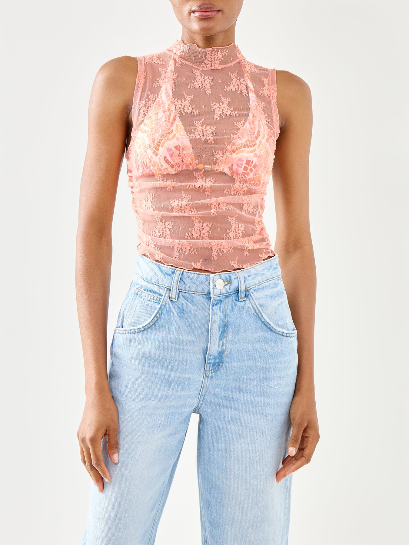 Solid Nice Try Muscle Tank Lace Sheer