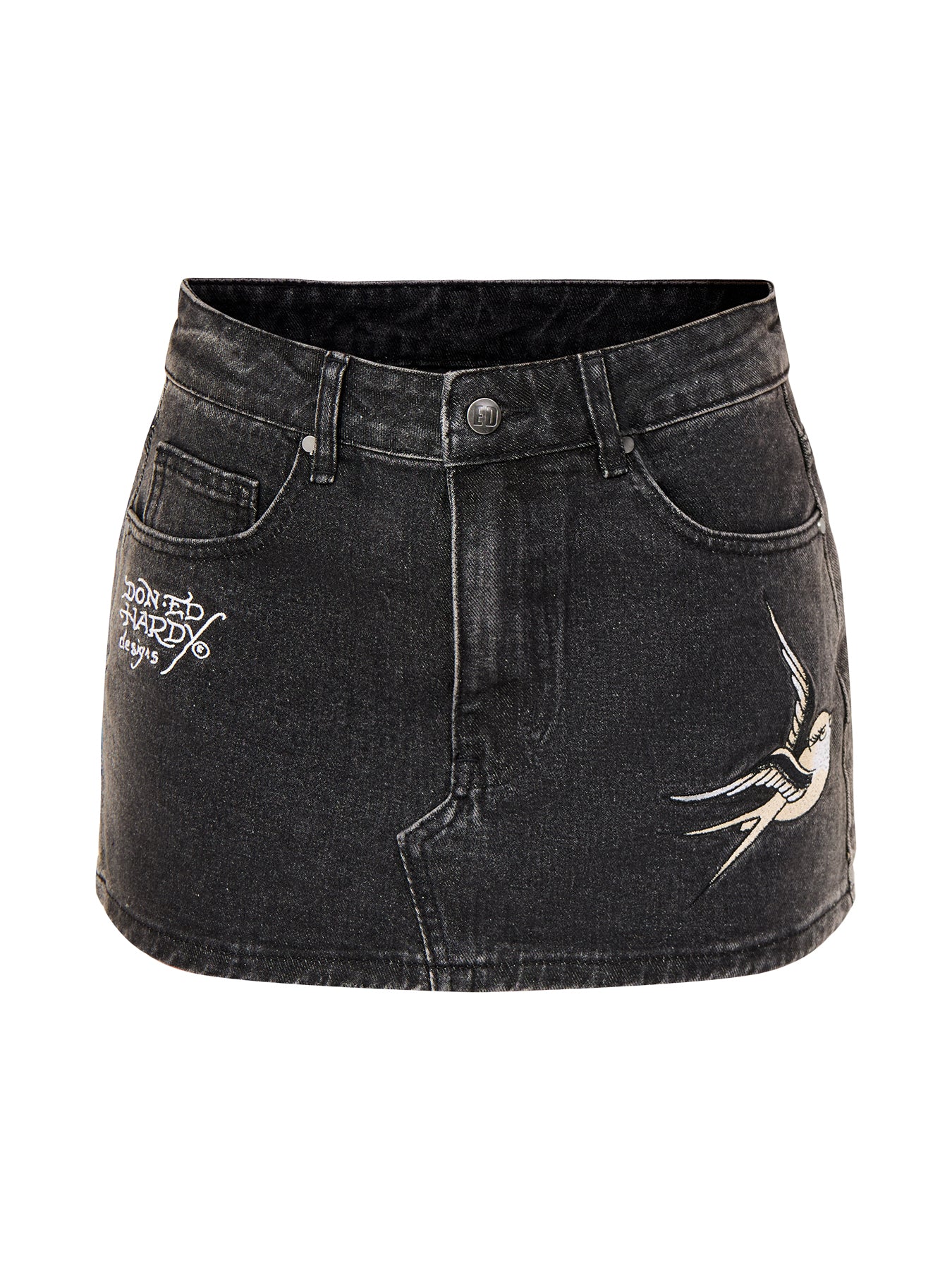 Womens Swallow Side Wash Denim Skirt