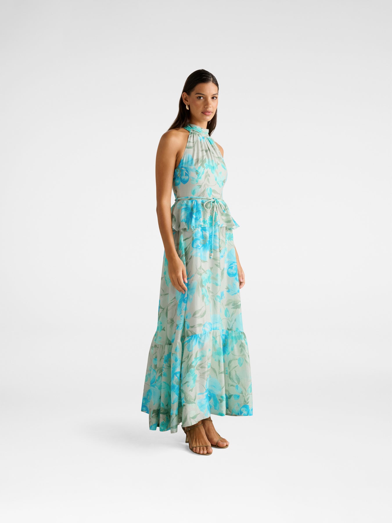 Serena Halter Neck Peplum Maxi Dress