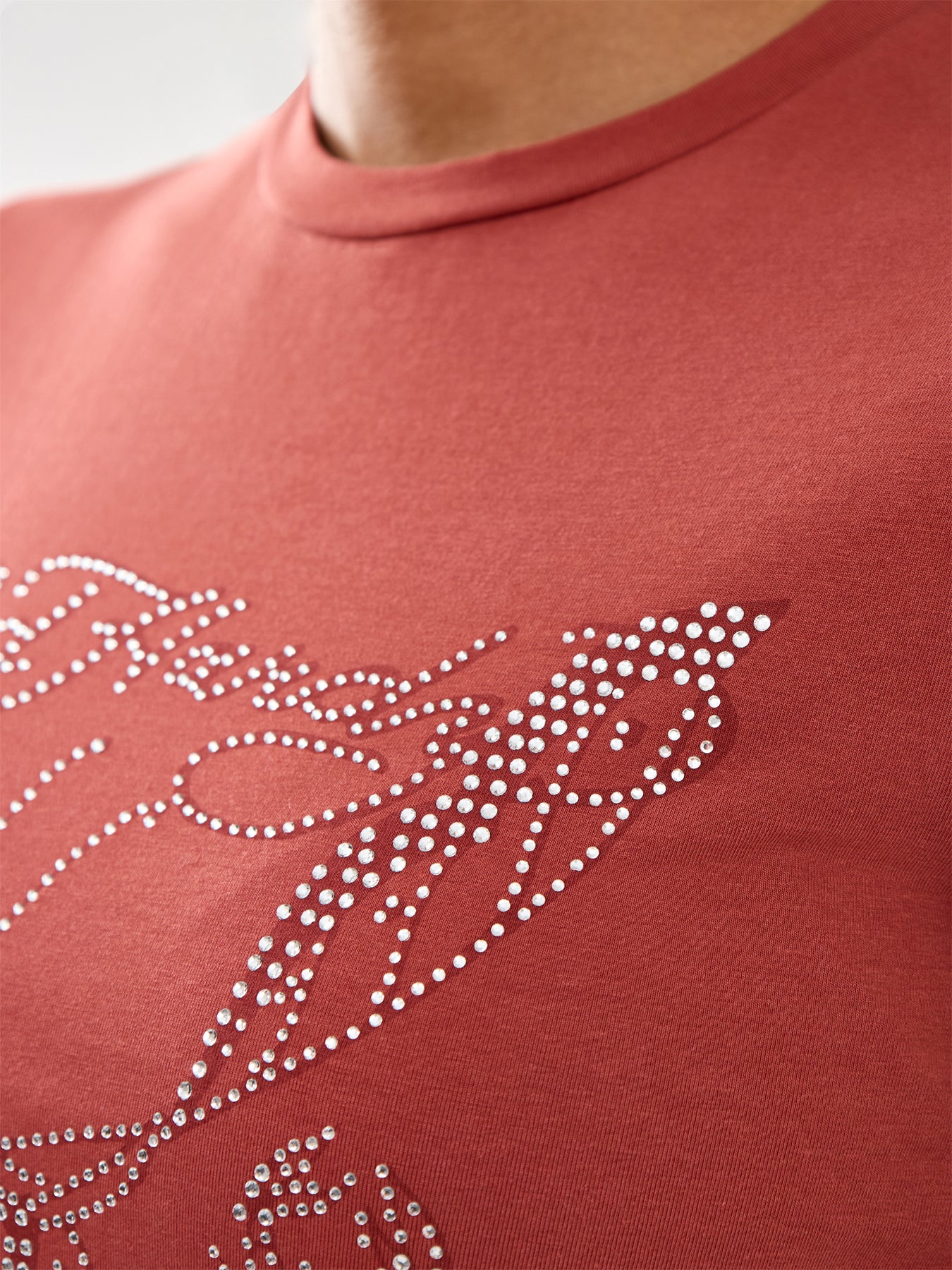 Butterfly Diamante Cap Sleeve T-Shirt Top Red