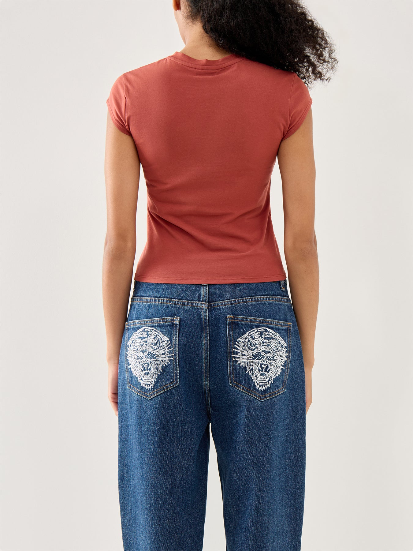 Butterfly Diamante Cap Sleeve T-Shirt Top Red