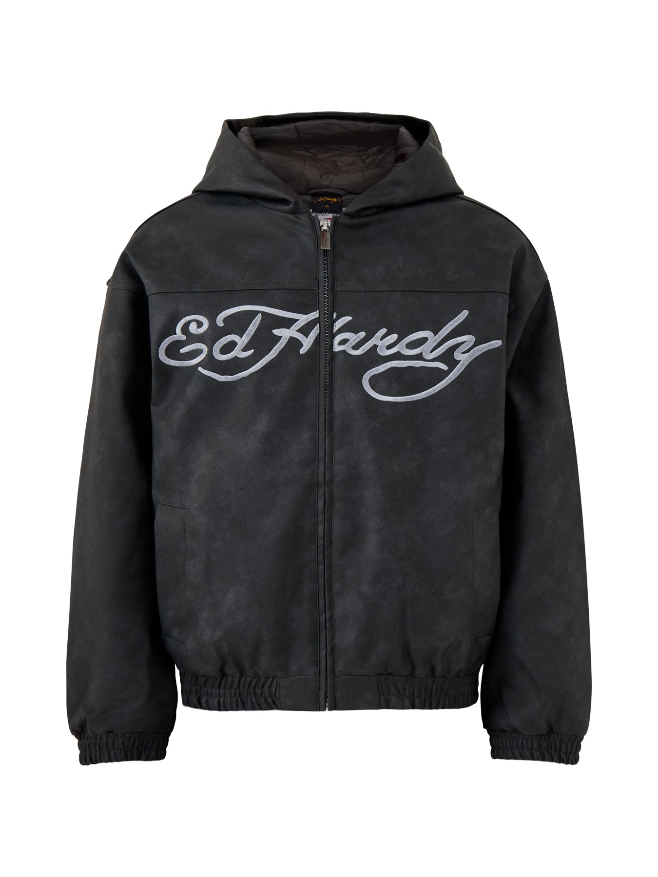 Mens Soaring Eagles Pu Hooded Vegan Leather Jacket