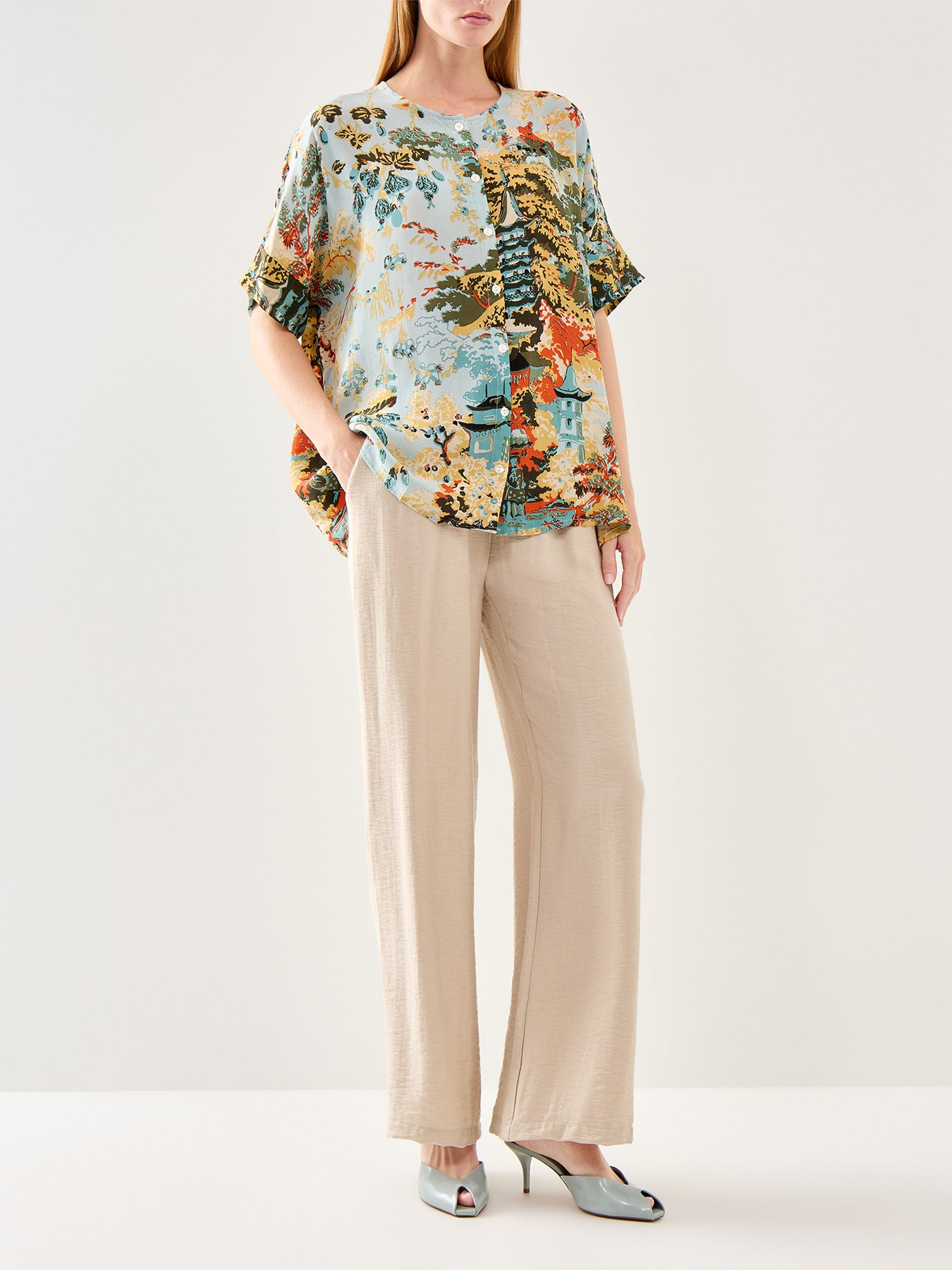 China Tree Aqua Blouse