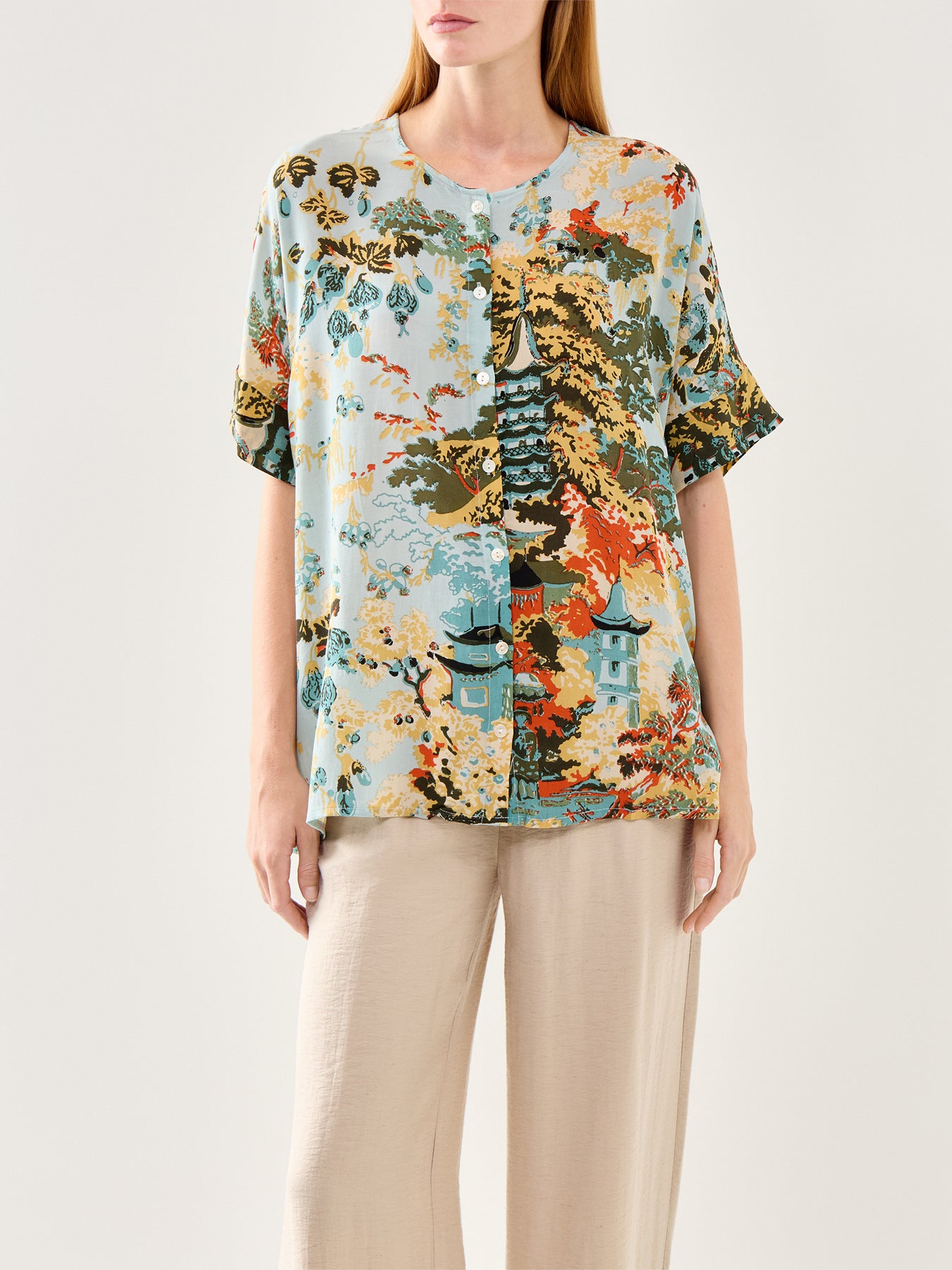 China Tree Aqua Blouse