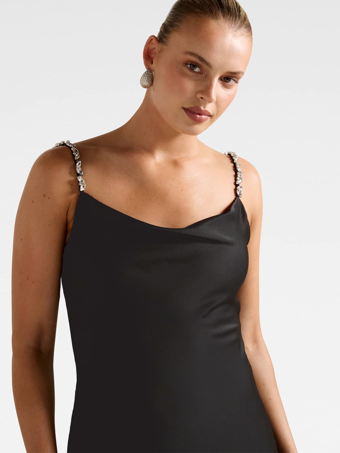 Presley Diamante Strap Satin Maxi Dress