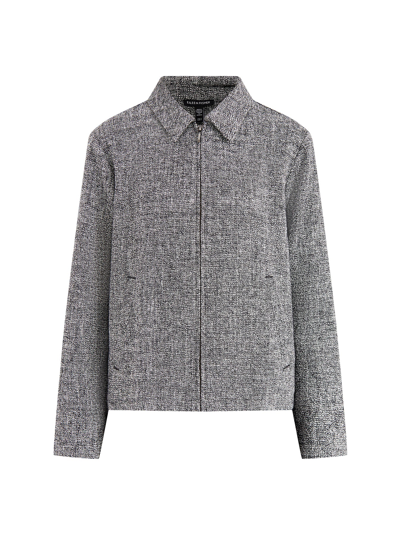 Classic Collar Zip-Up Jacket Black/White