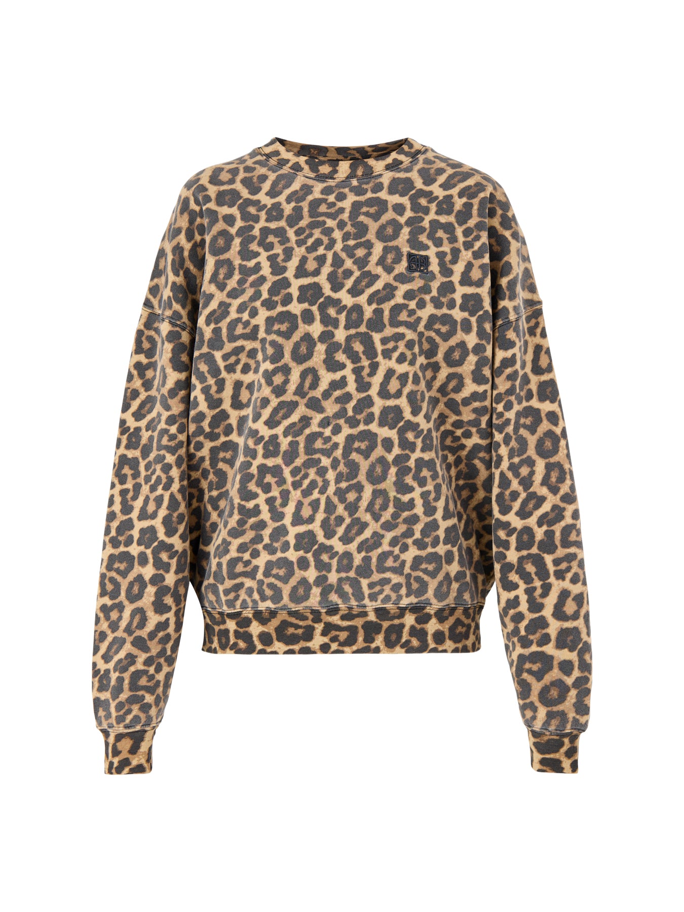Miles Sweatshirt Black And Brown Leopard