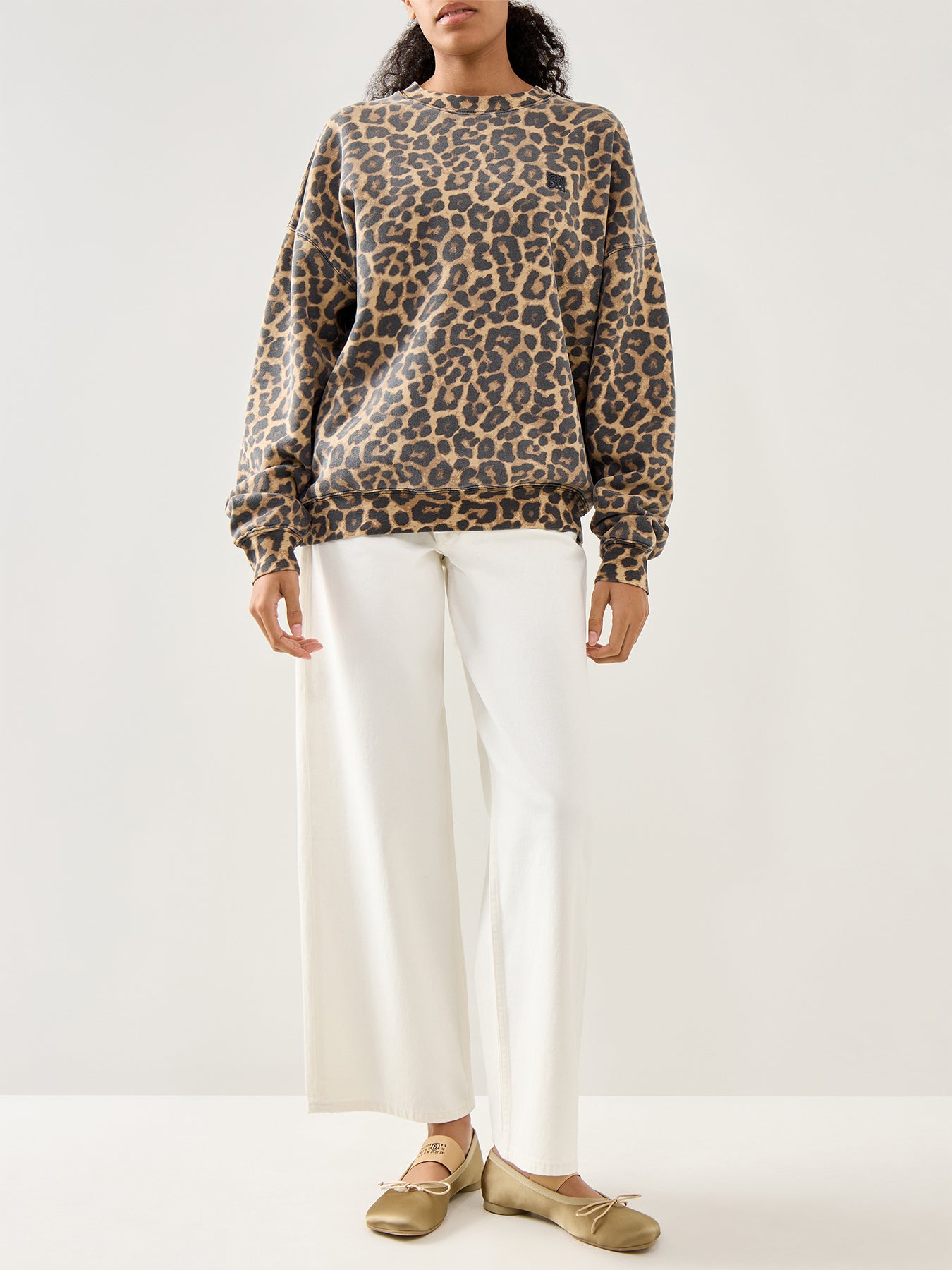 Miles Sweatshirt Black And Brown Leopard
