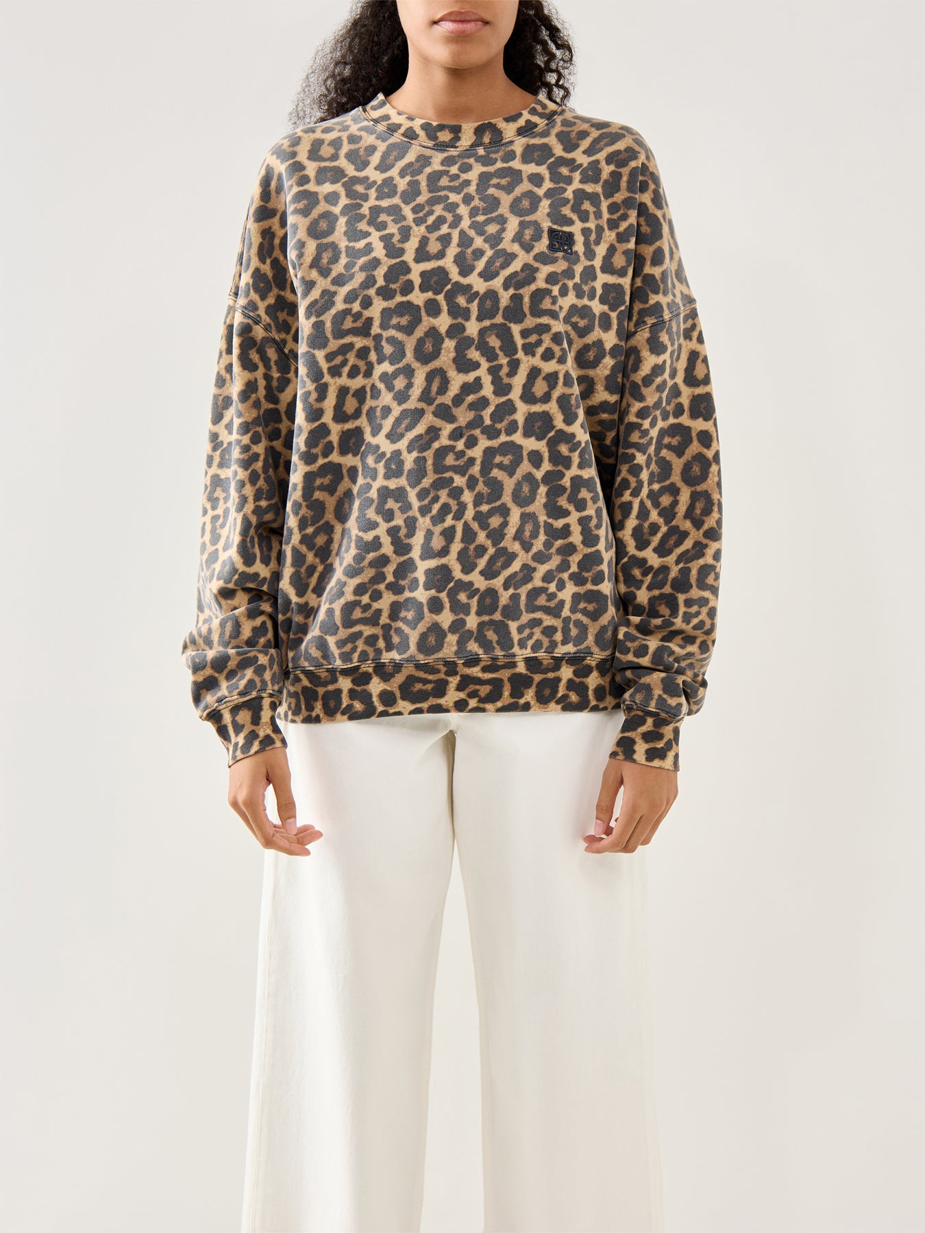 Miles Sweatshirt Black And Brown Leopard