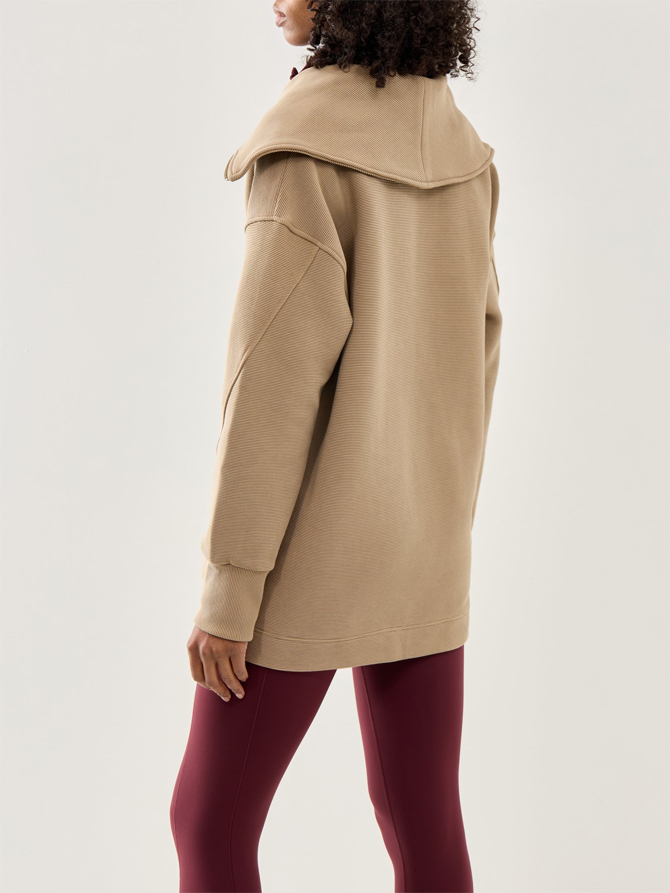 Peaceful Rib Half Zip Sweatshirt Sepia Brown