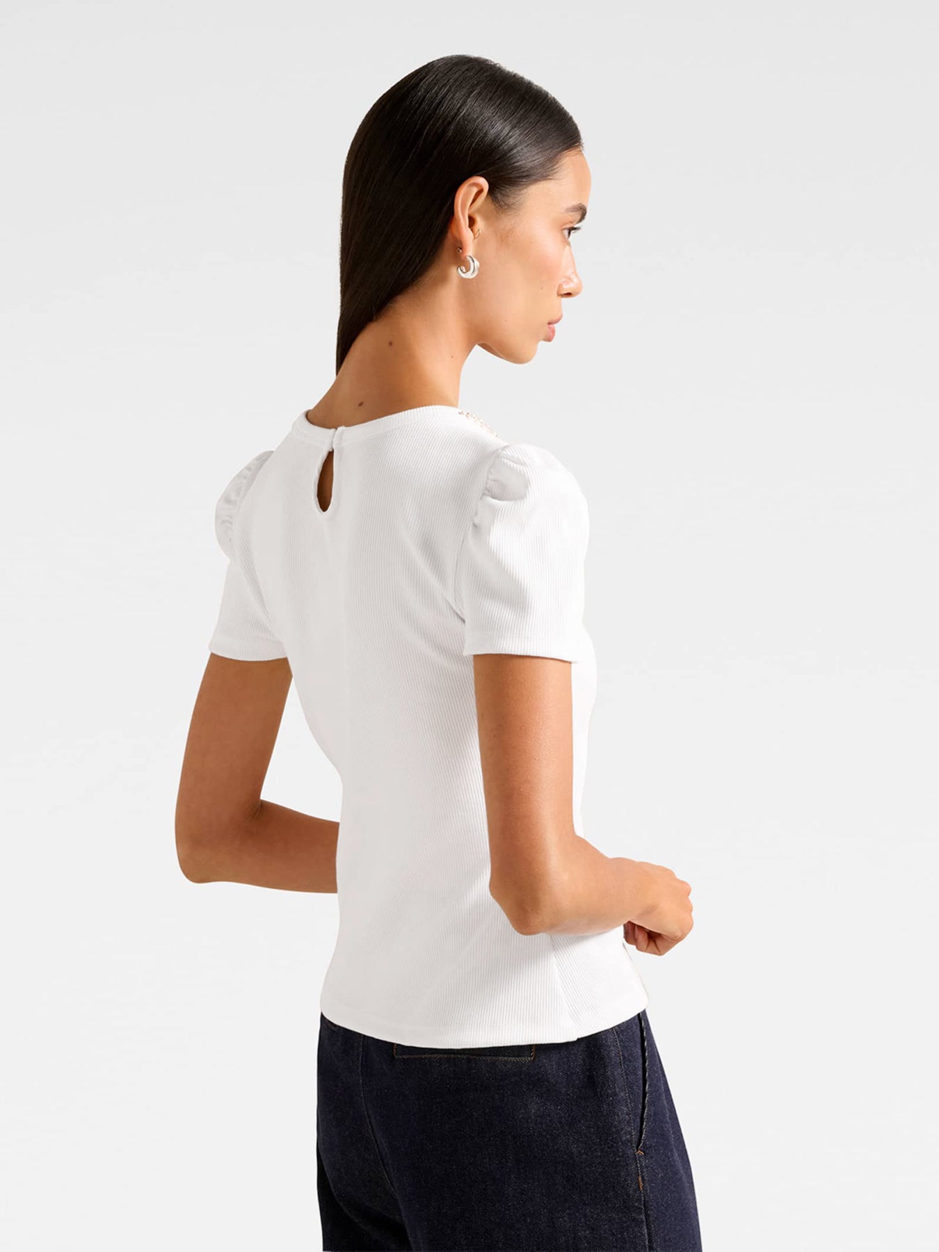 Emilia Embellished Neck T-Shirt