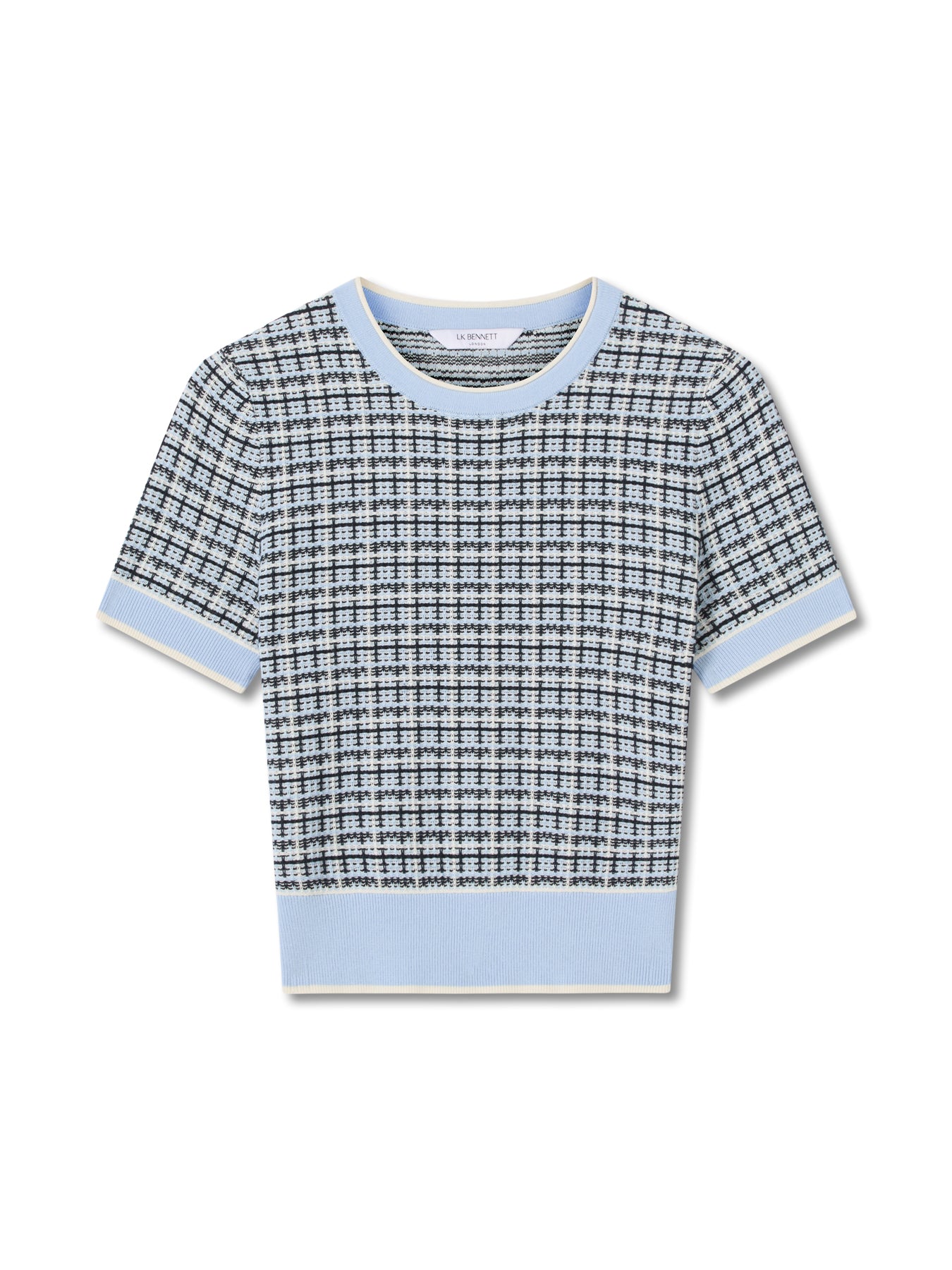Blue Honey Cotton Blend Blue Mix Knitted Top