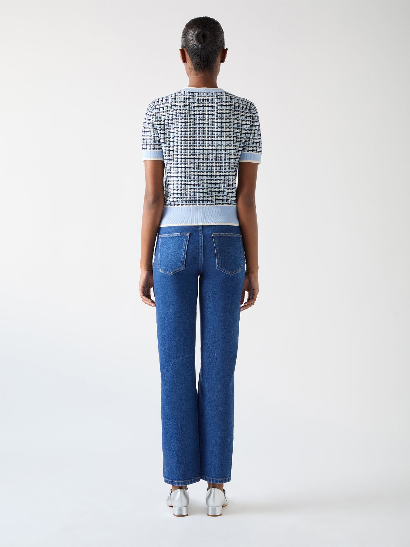 Blue Honey Cotton Blend Blue Mix Knitted Top