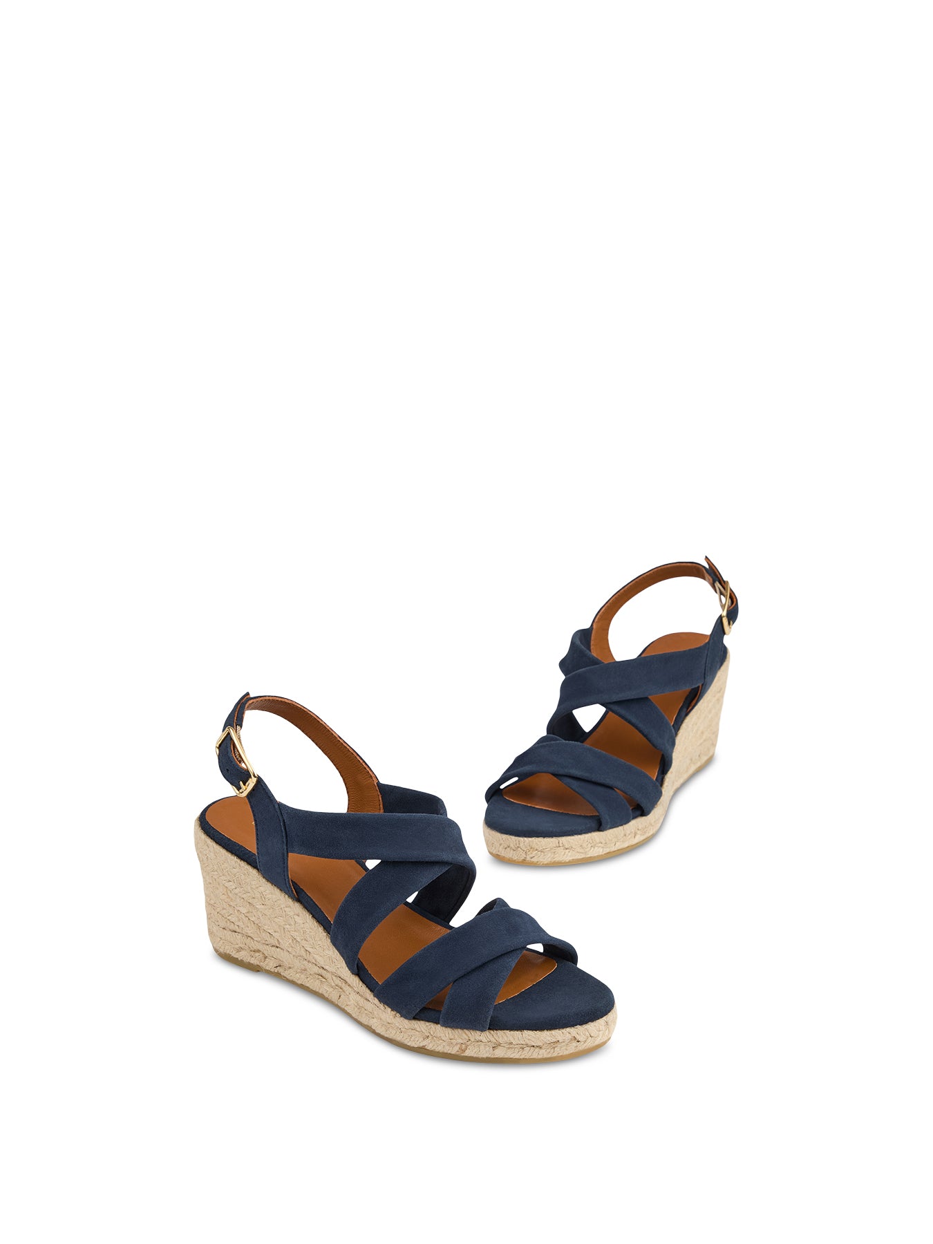 Brown Mariana Tan Suede Multi Strap Wedge