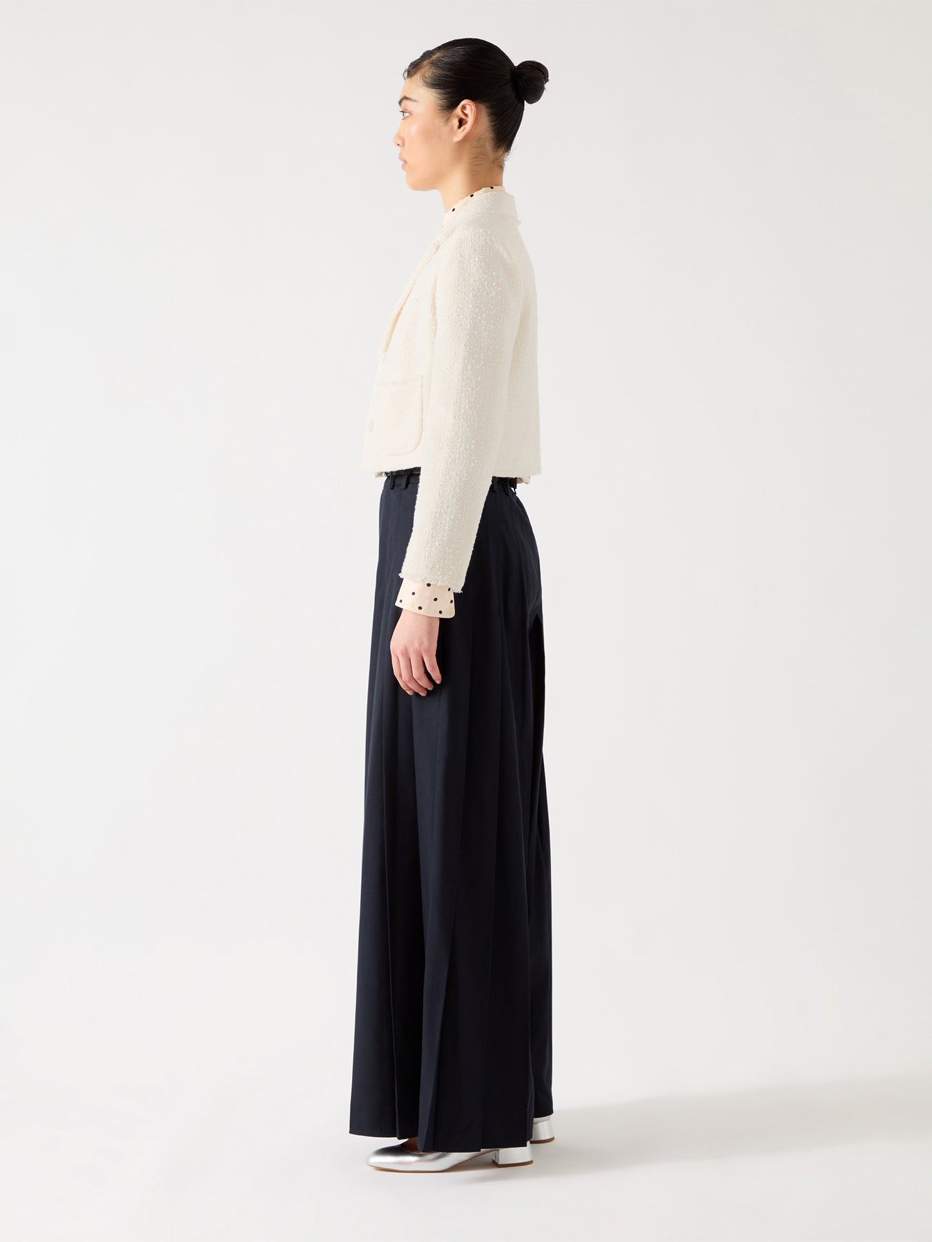 Cream Carla Ivory Cotton Cropped Collar Jacket