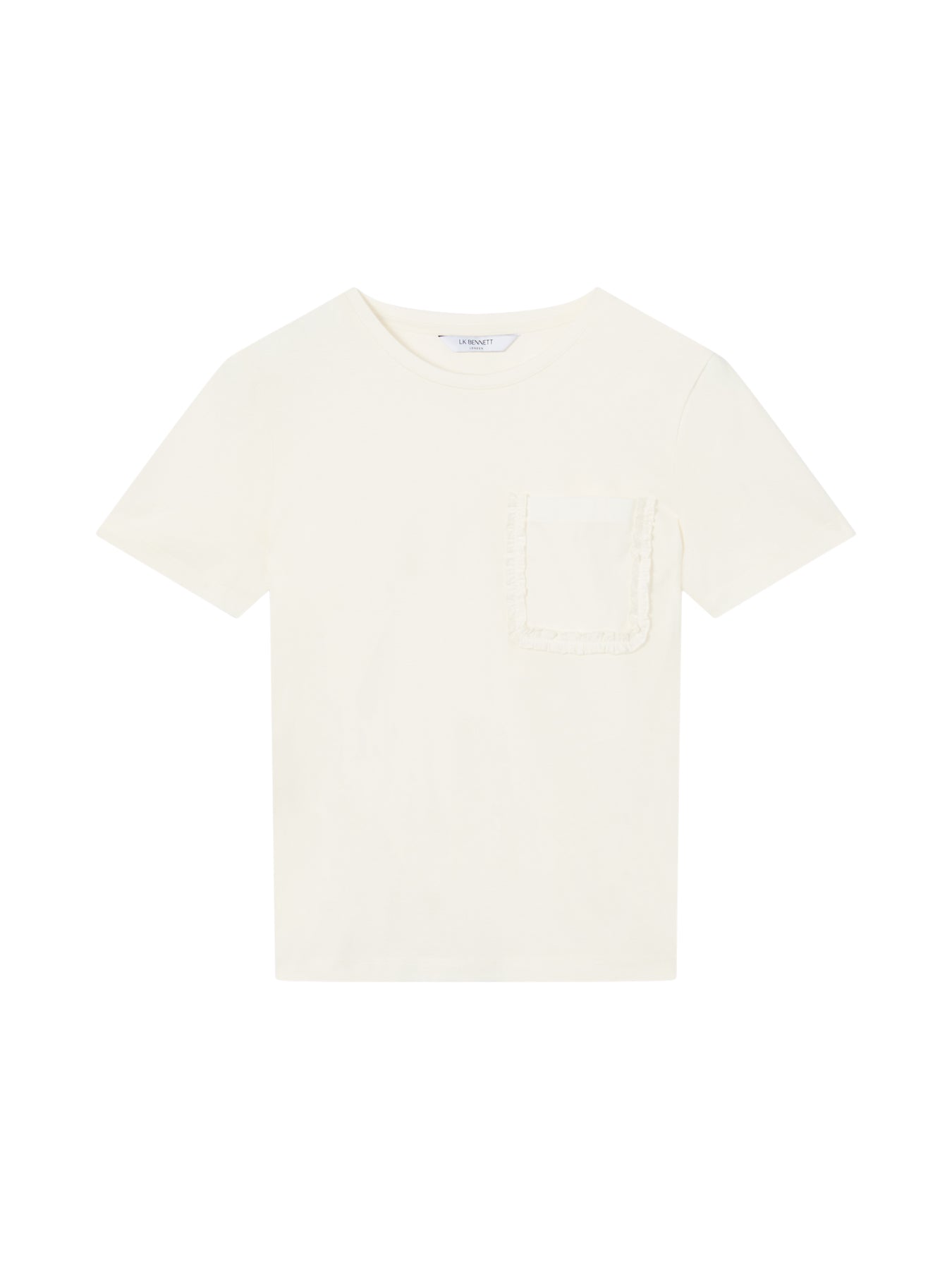 Cream Hally White Cotton Frill Detail T-Shirt