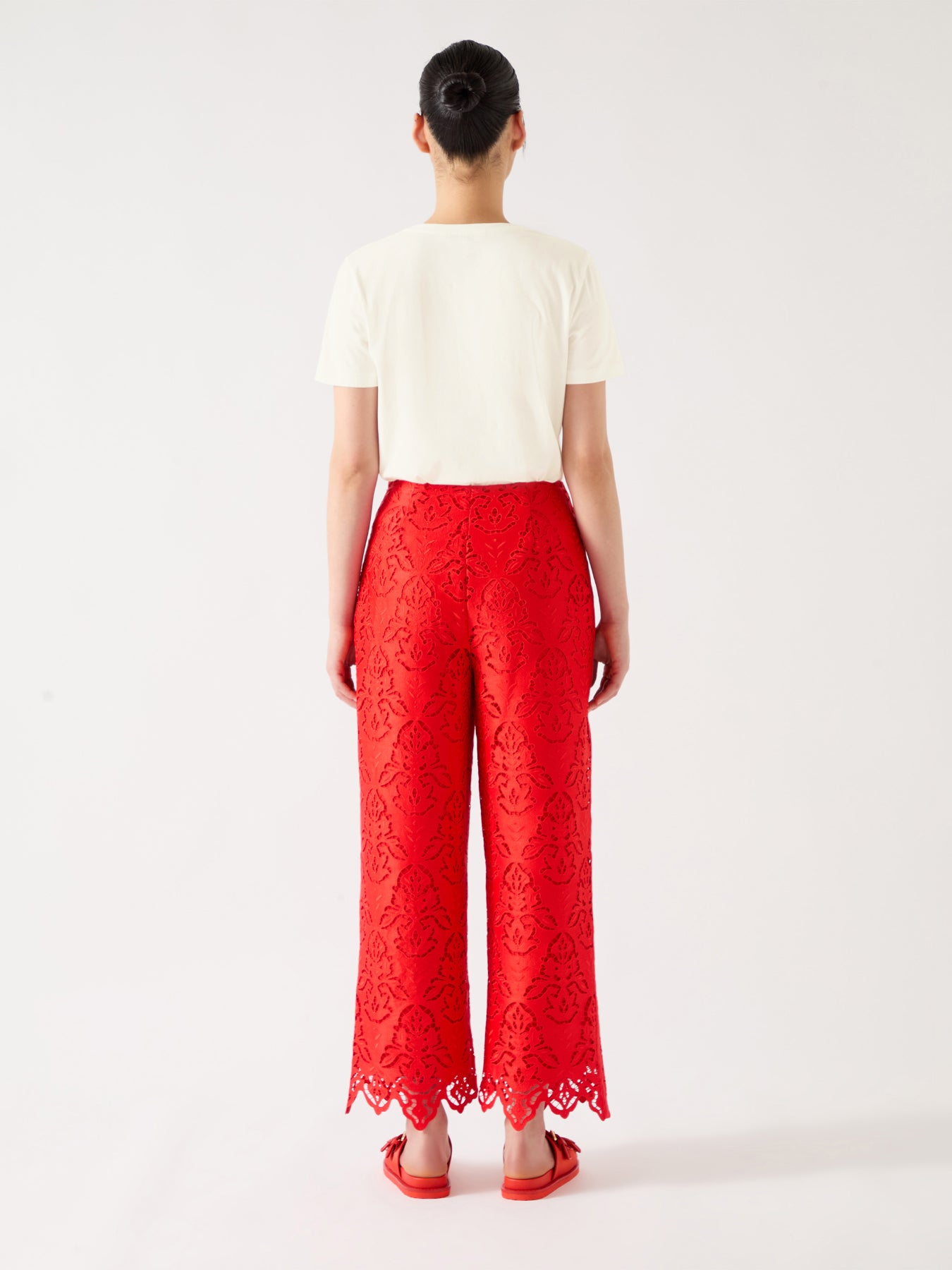 Cream Hally White Cotton Frill Detail T-Shirt