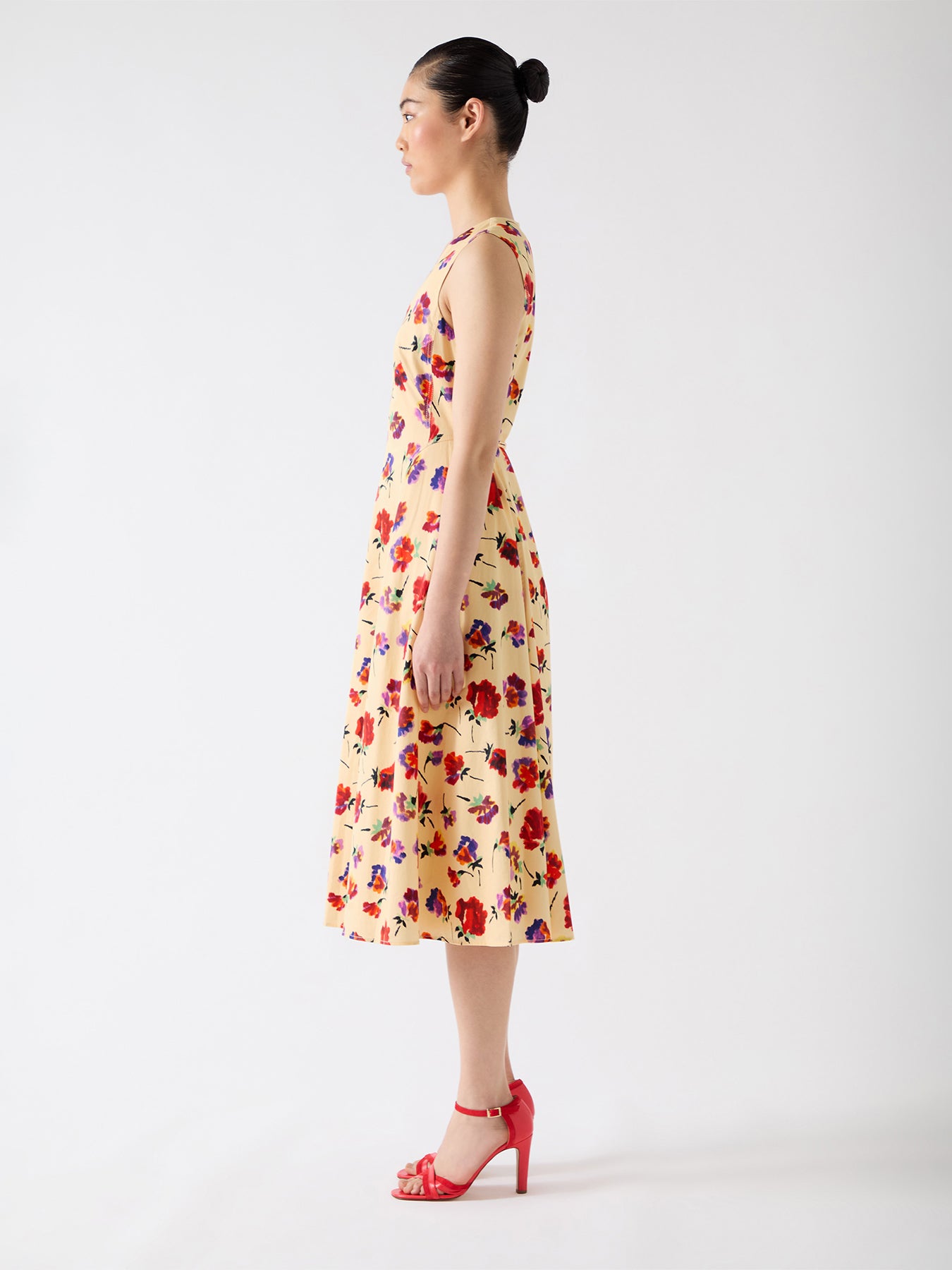 Green Esme Viscose Spot Print Fit & Flare Collared Dress