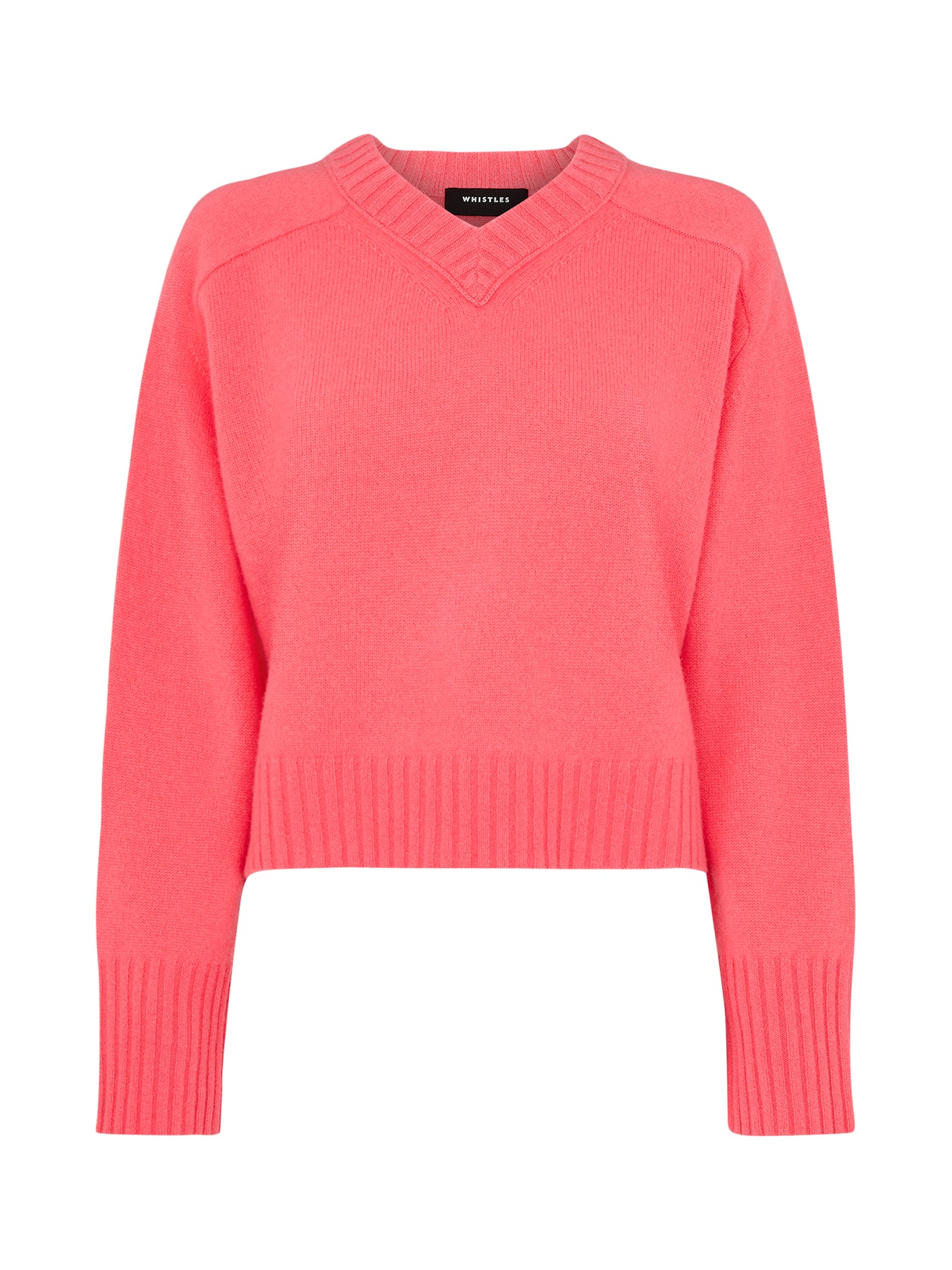Pink Wool V Neck Knitted Jumper Pink