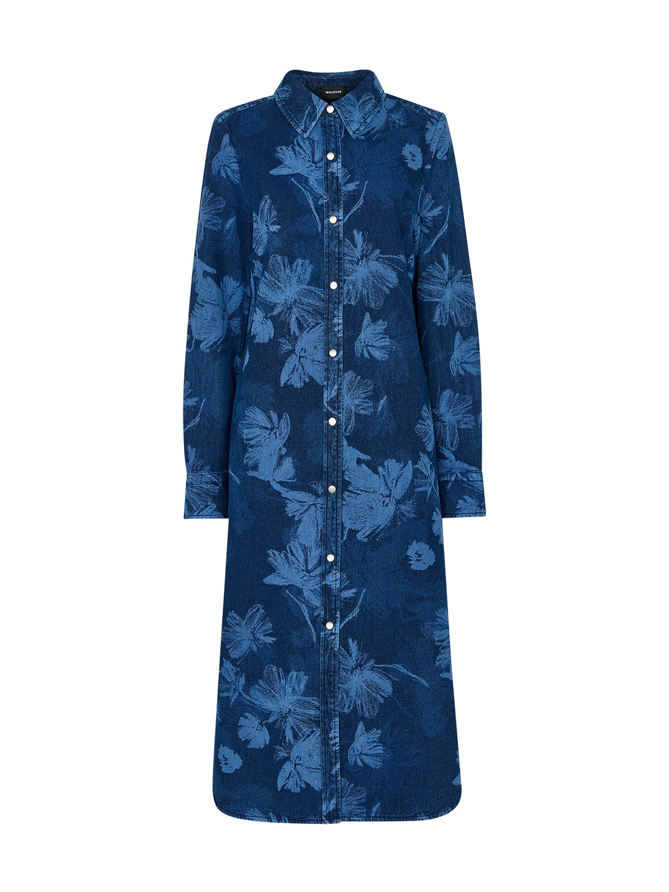 Denim Chalk Print Denim Shirt Dress