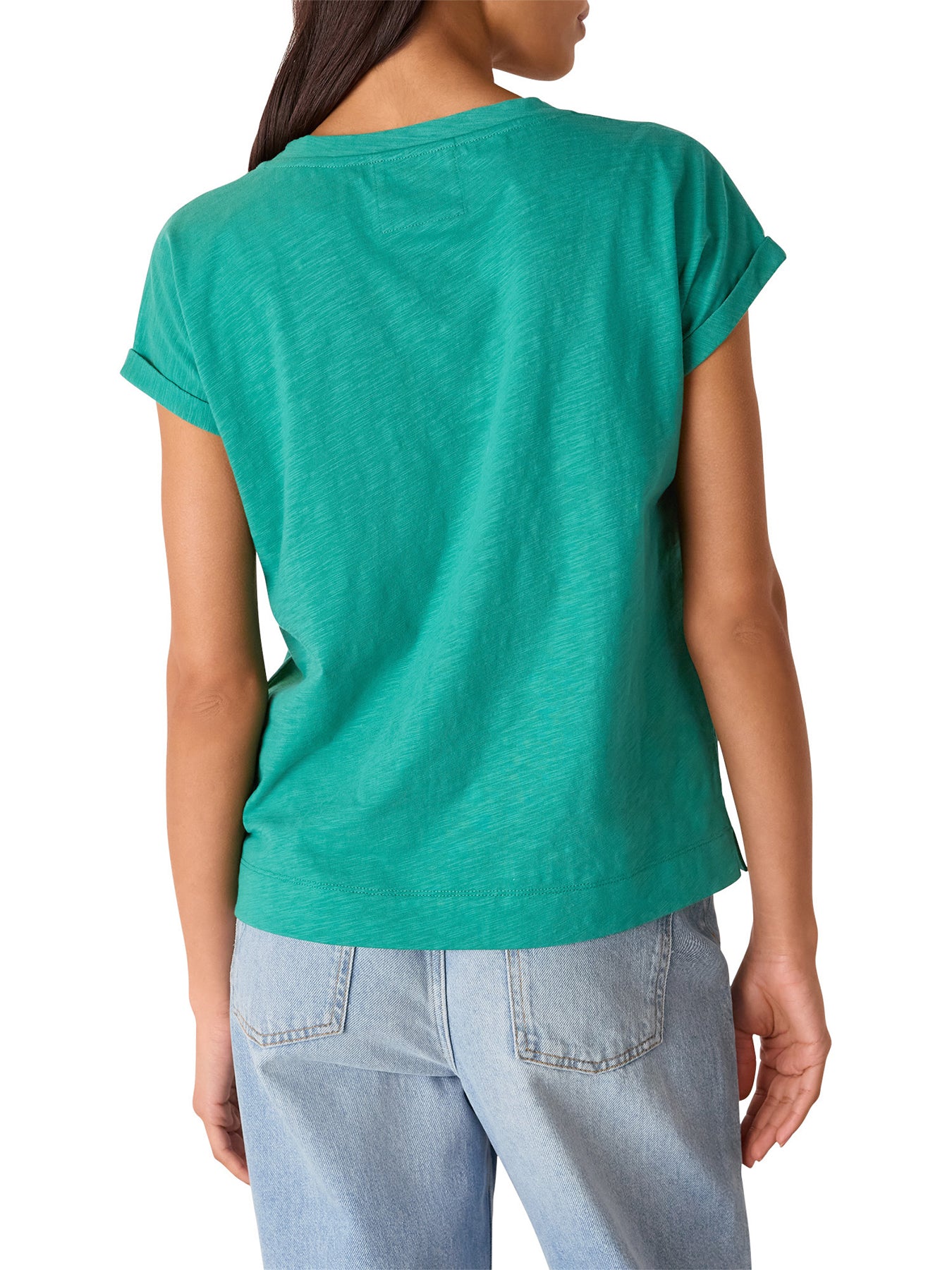 Green Willa V Neck Cap Sleeve Tee