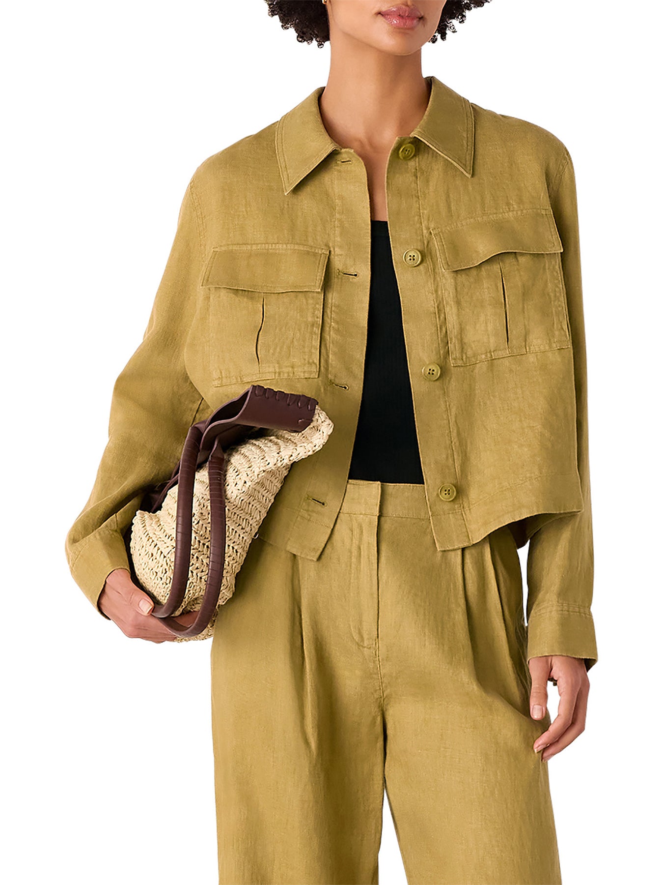 Olive Abby Linen Casual Jacket