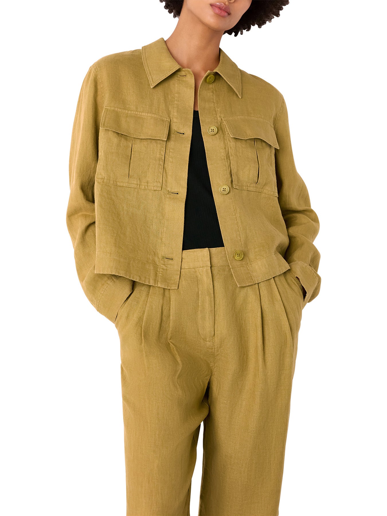 Olive Abby Linen Casual Jacket