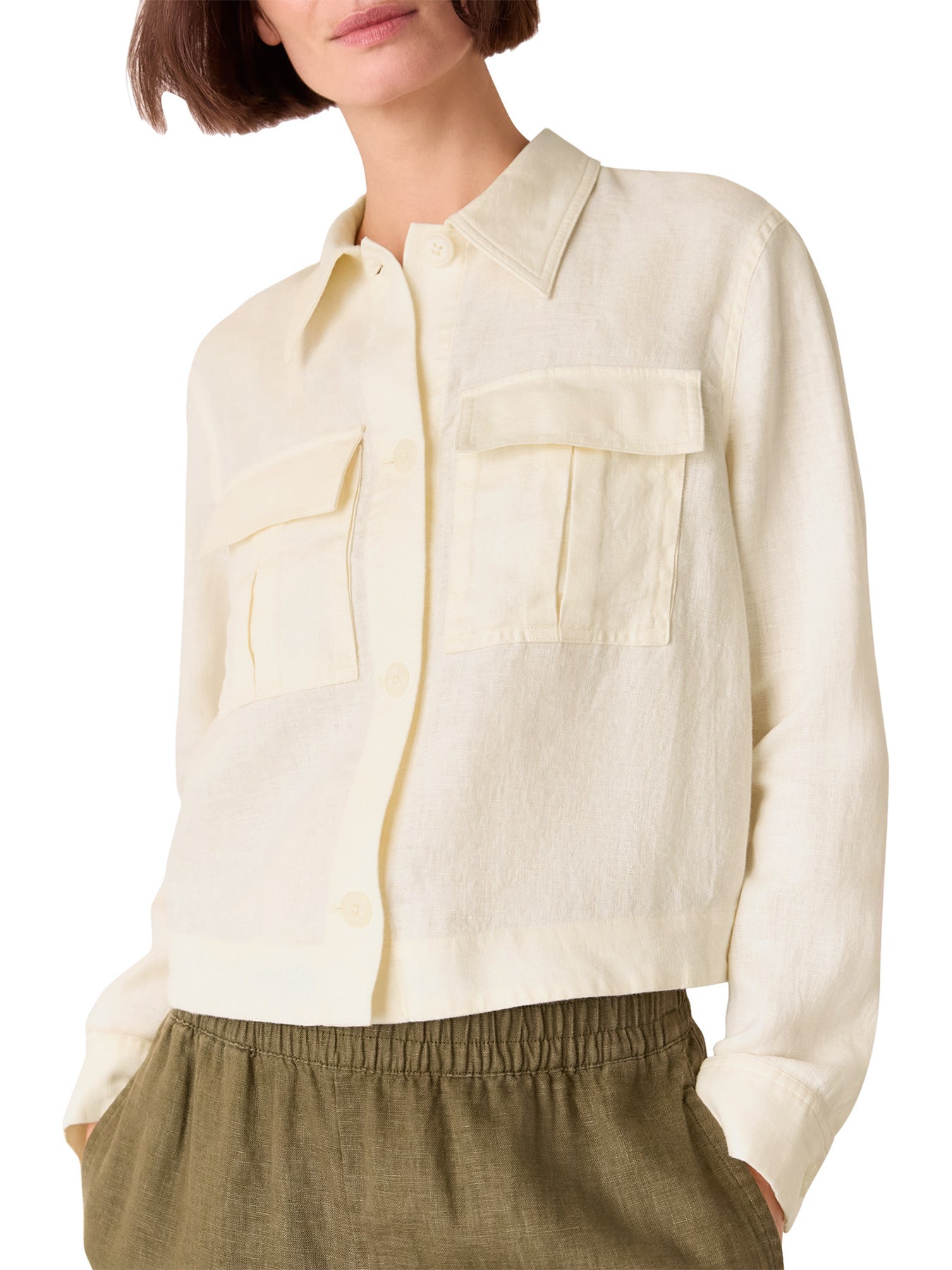 Ivory Abby Linen Casual Jacket
