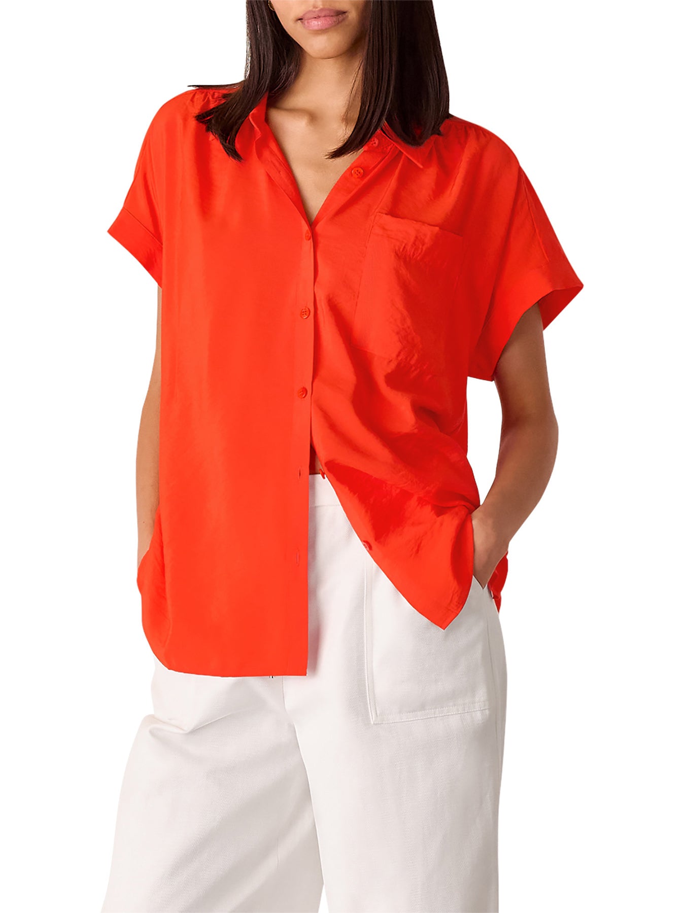 Red Nicola Button Through Shirt