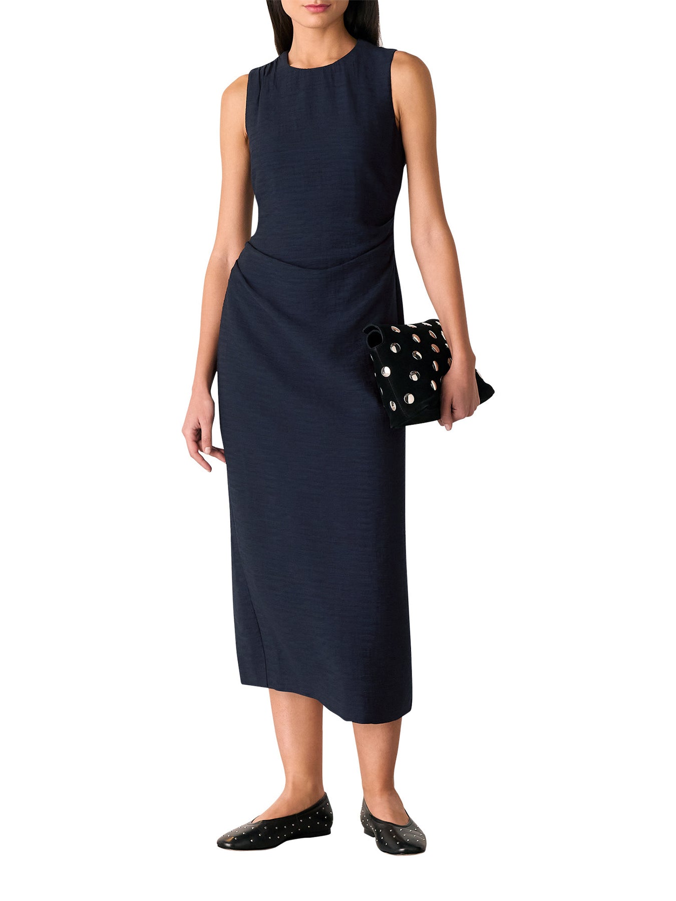Navy Nora Textured Midi Dress