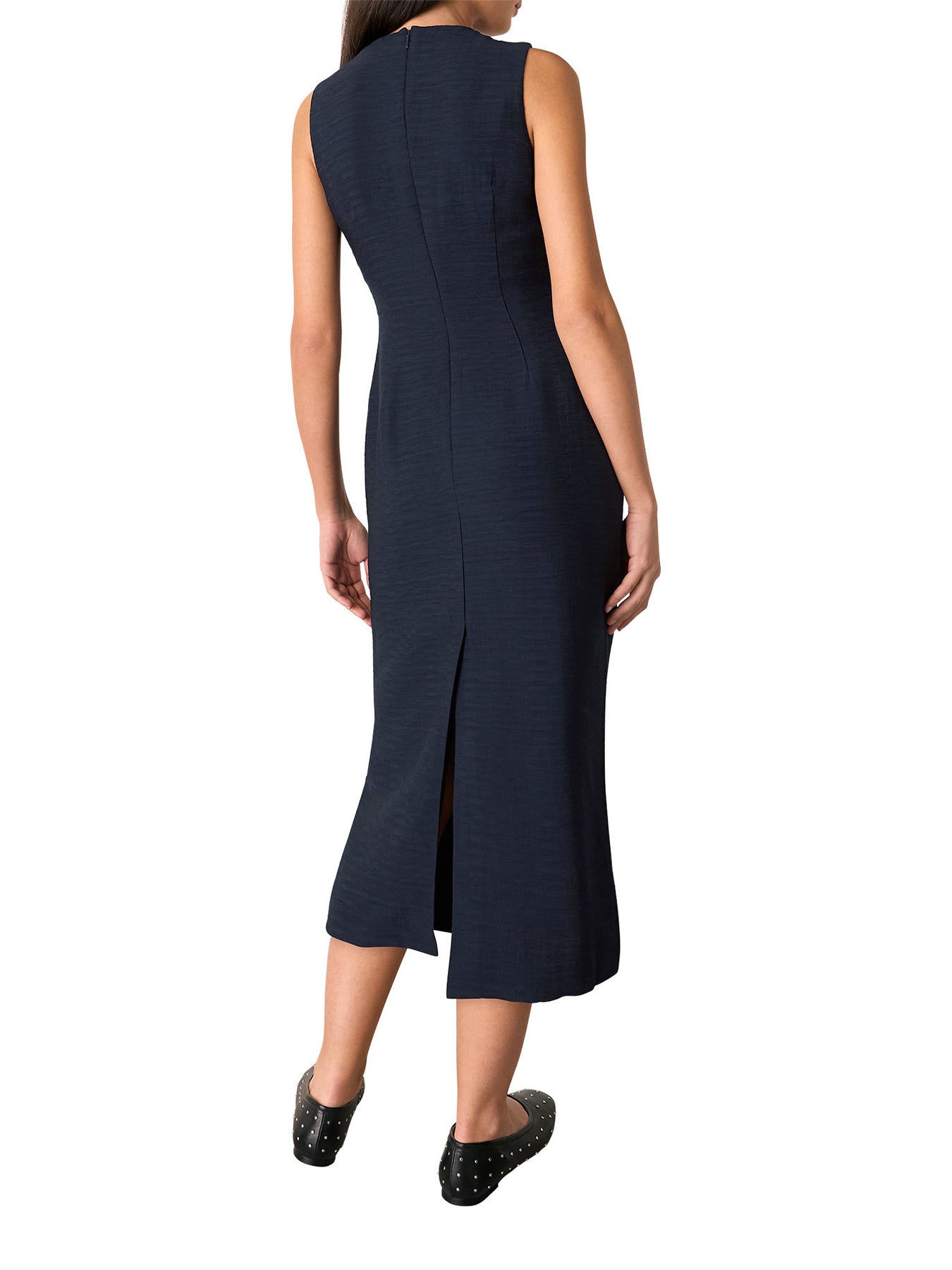 Navy Nora Textured Midi Dress