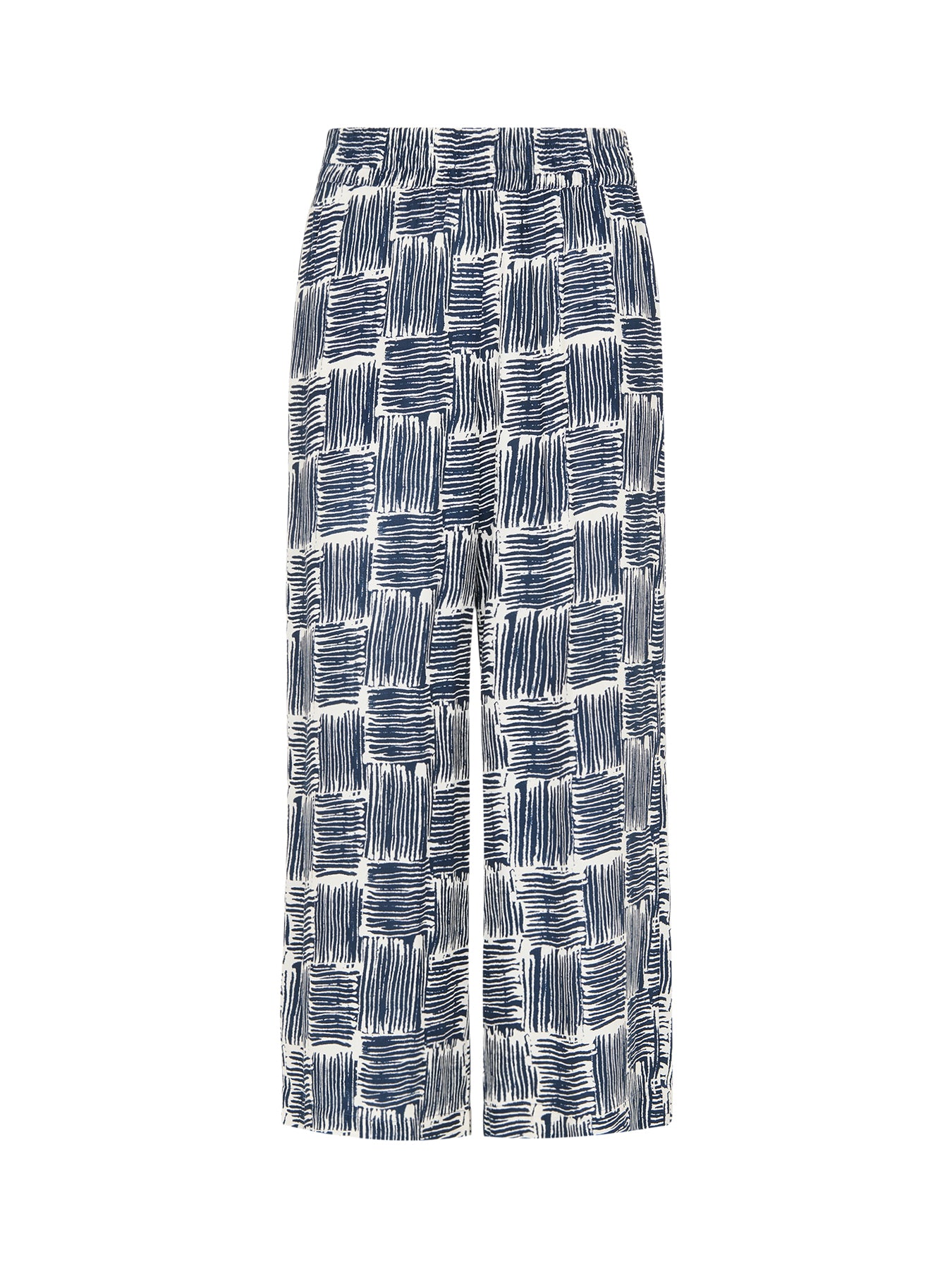 Navy/Multi Hatch Squares Cropped Trouser