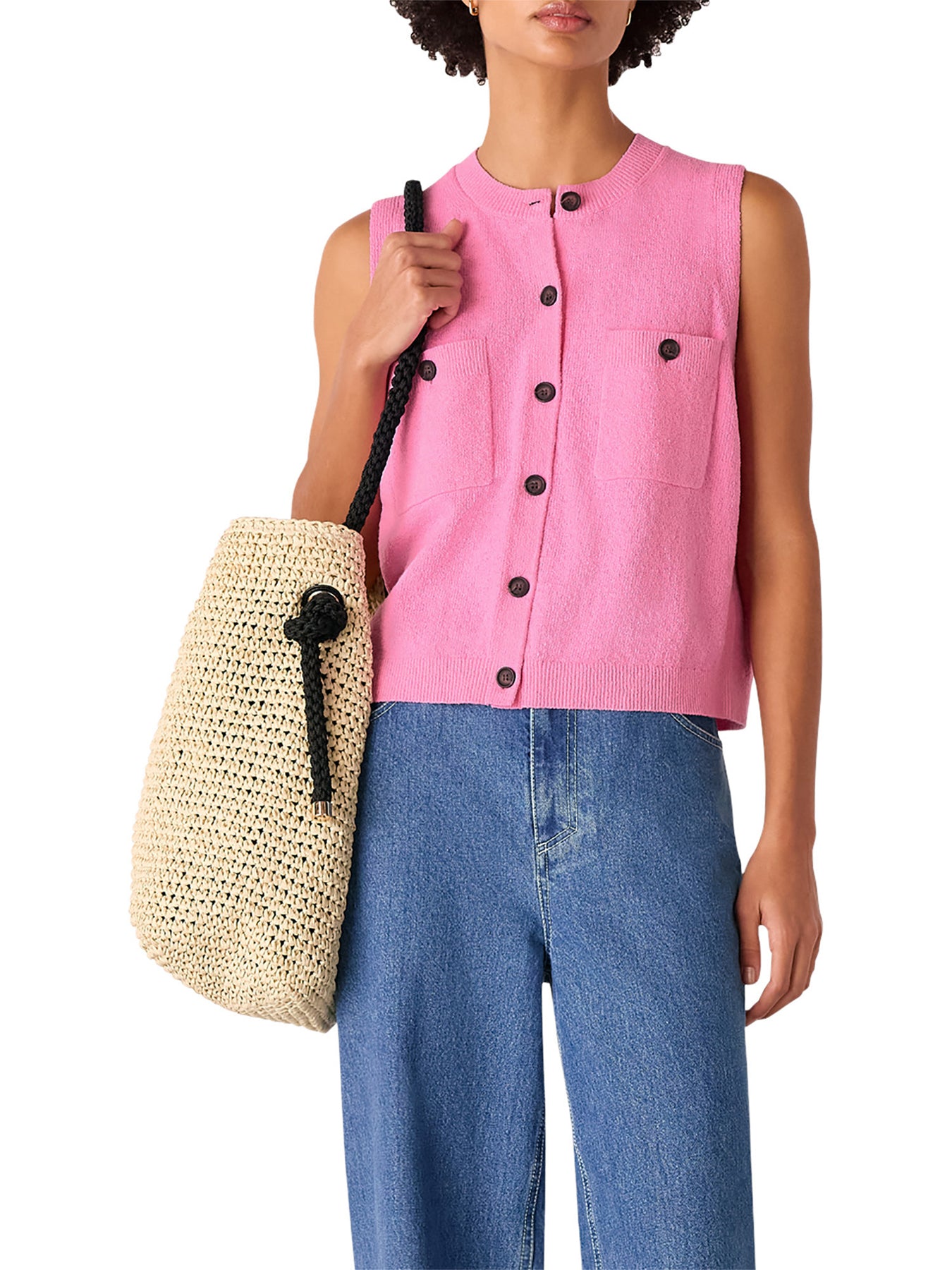 Pink Cotton Boucle Textured Tank
