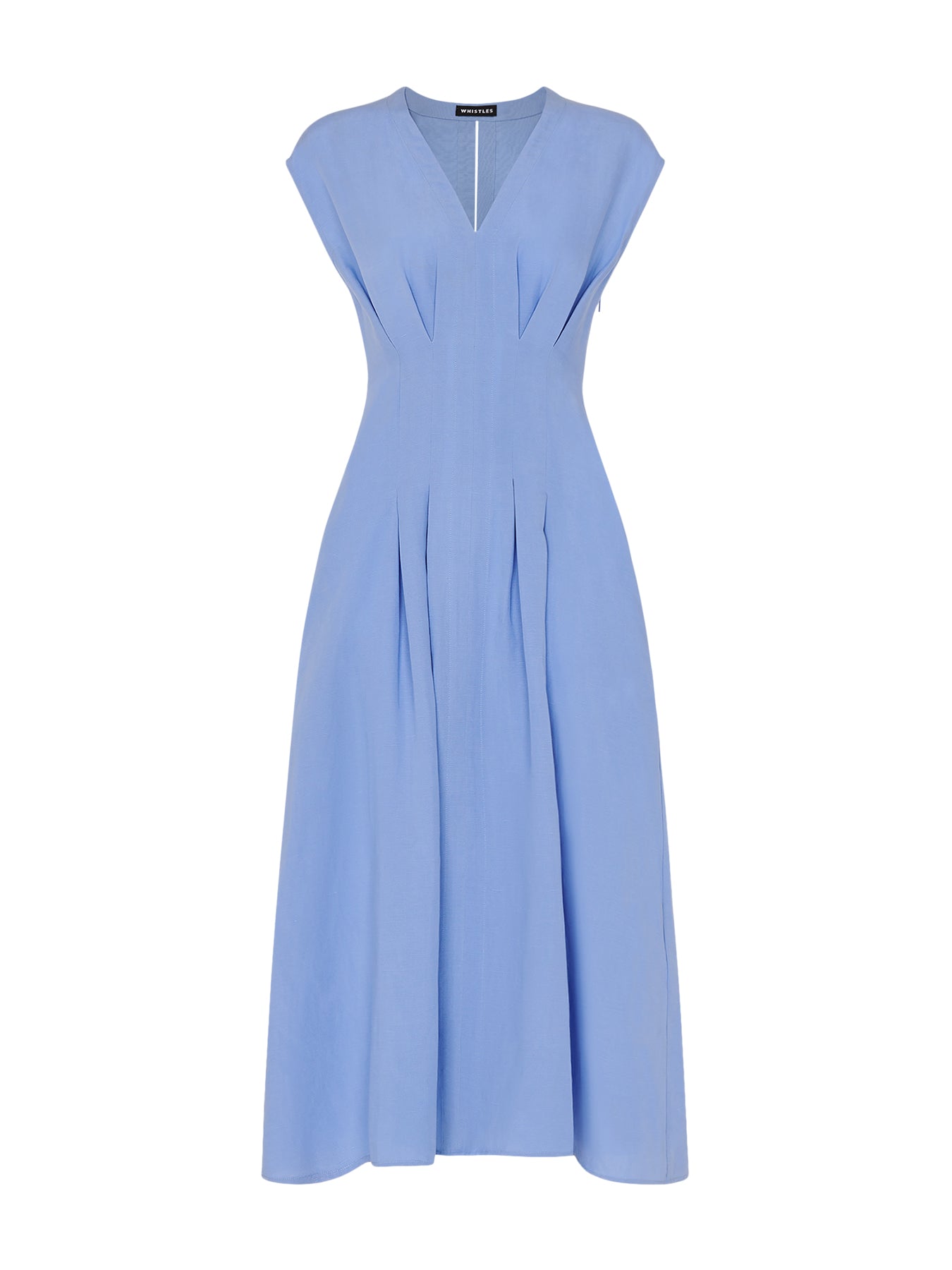 Blue Panel Linen Blend Dress
