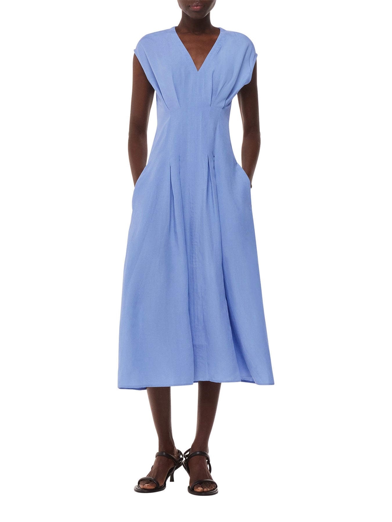 Blue Panel Linen Blend Dress
