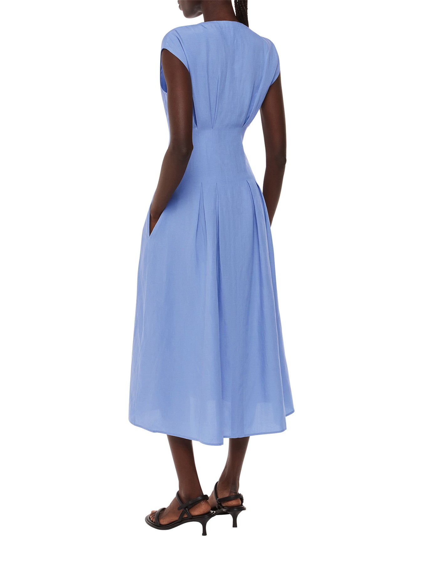 Blue Panel Linen Blend Dress