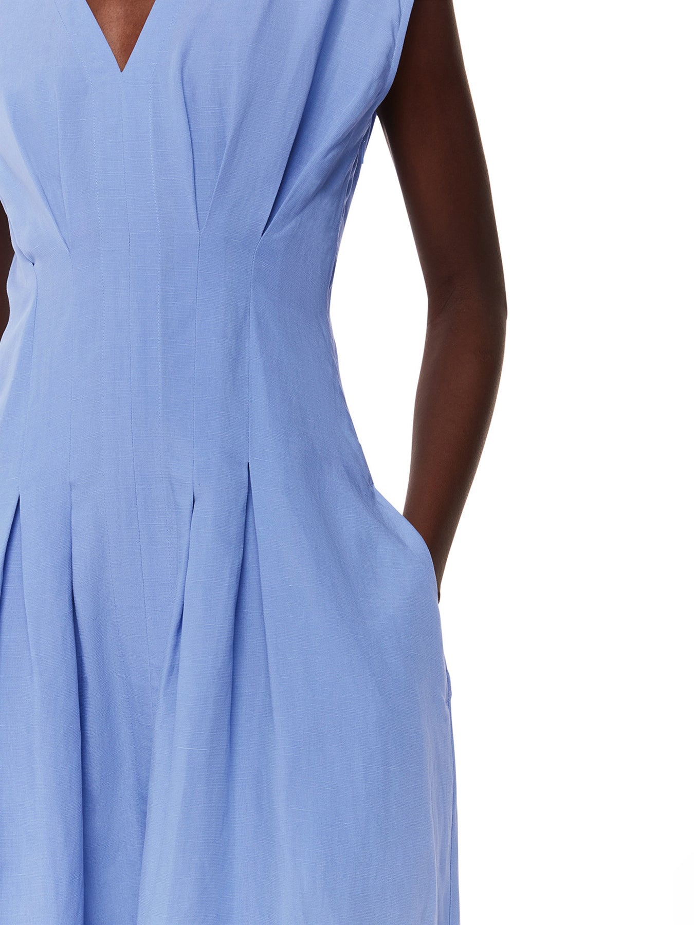 Blue Panel Linen Blend Dress