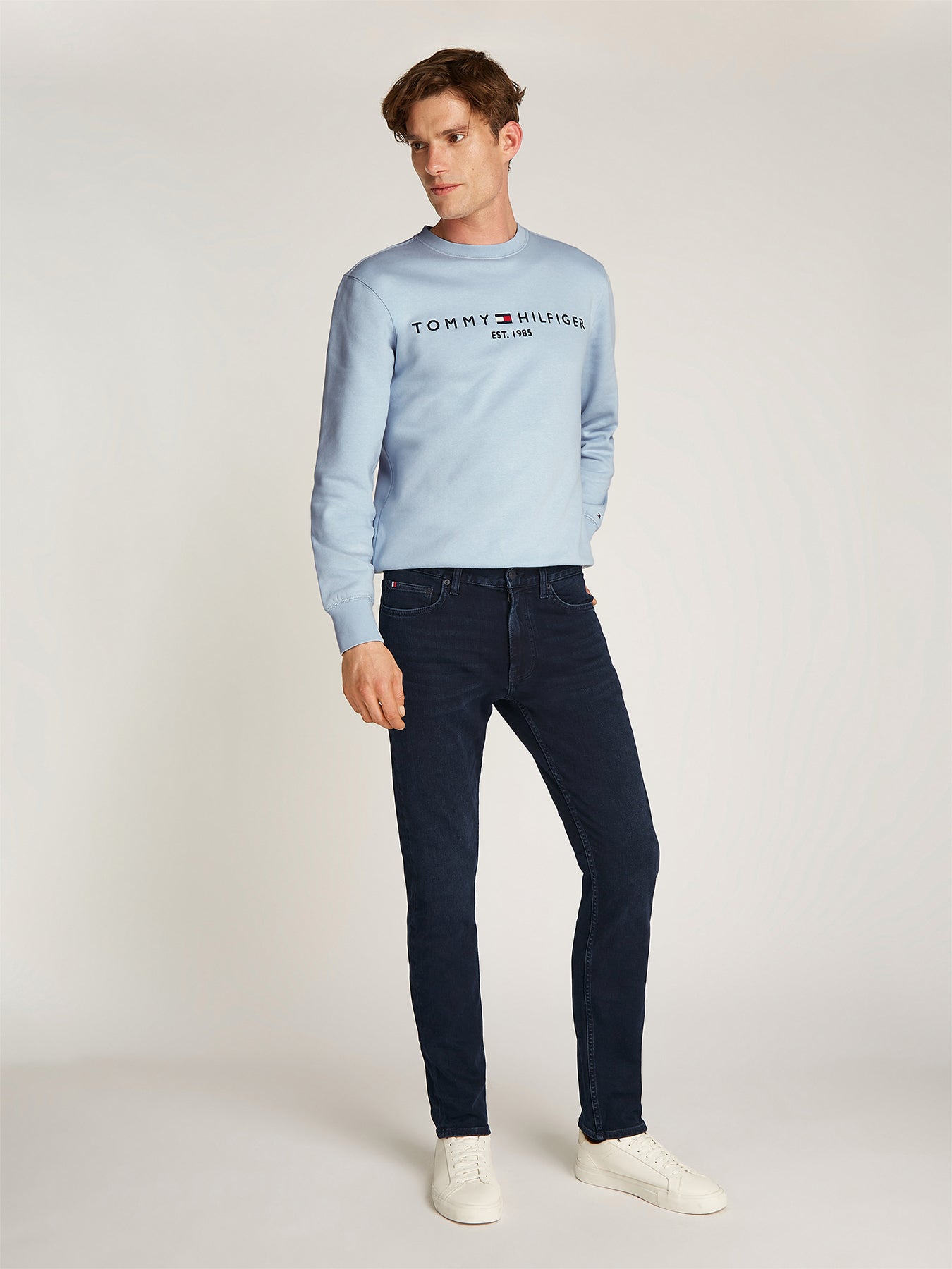 Denton Straight Leg Jeans Blue Black Cotton