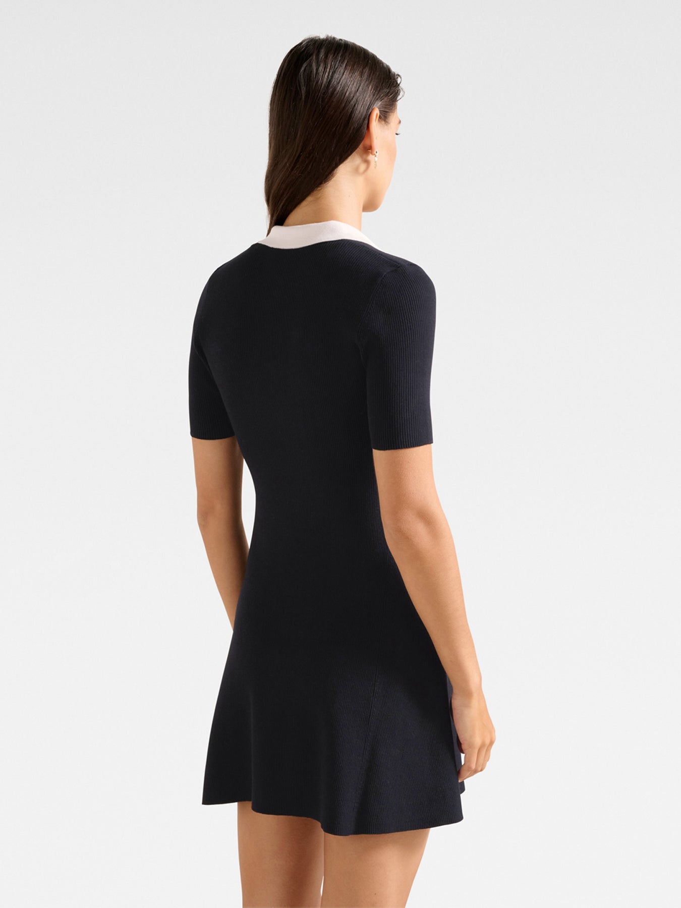Phoebe Short Sleeves Trim Mini Dress Black