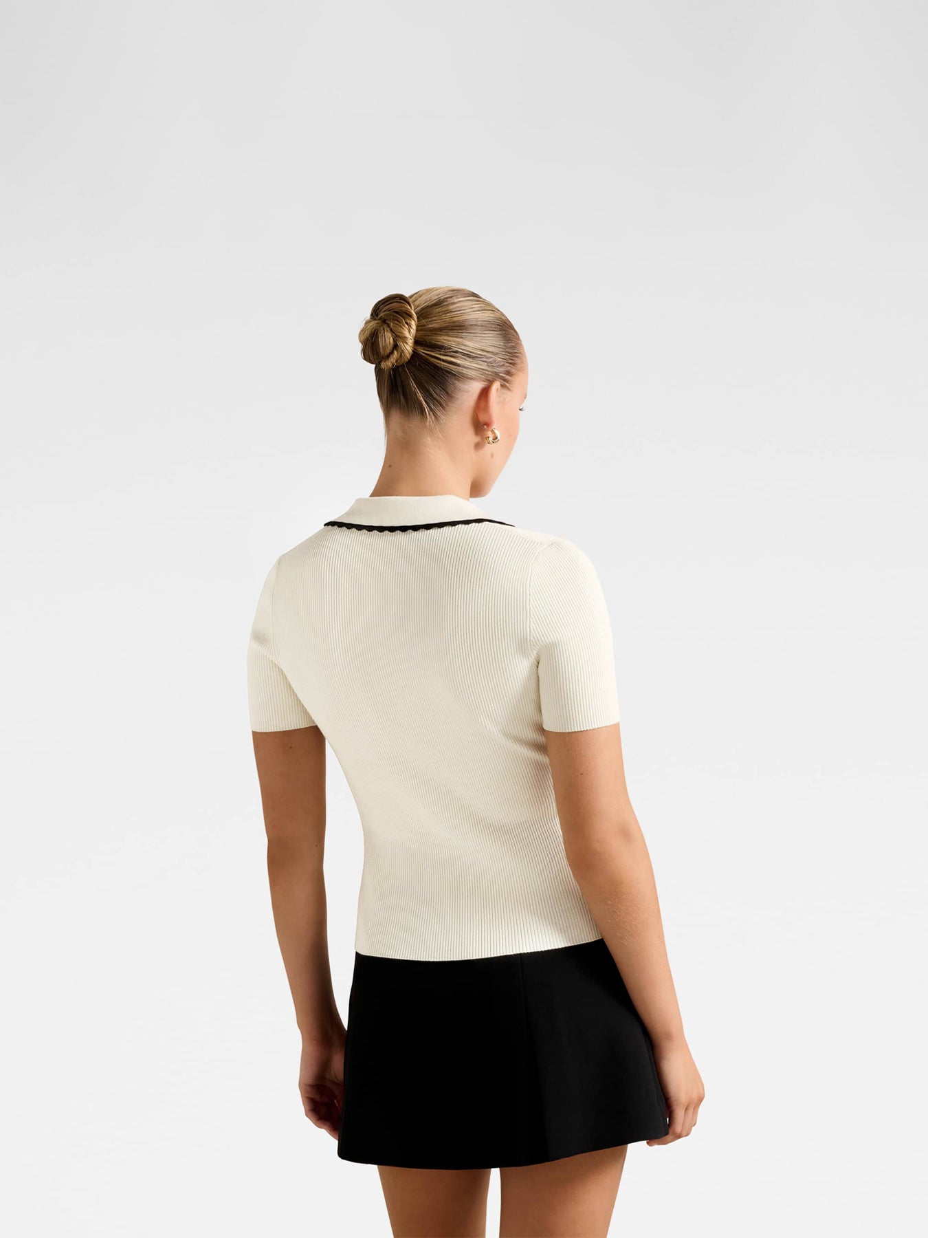 Reagan Contrast Trim Polo Neck Top
