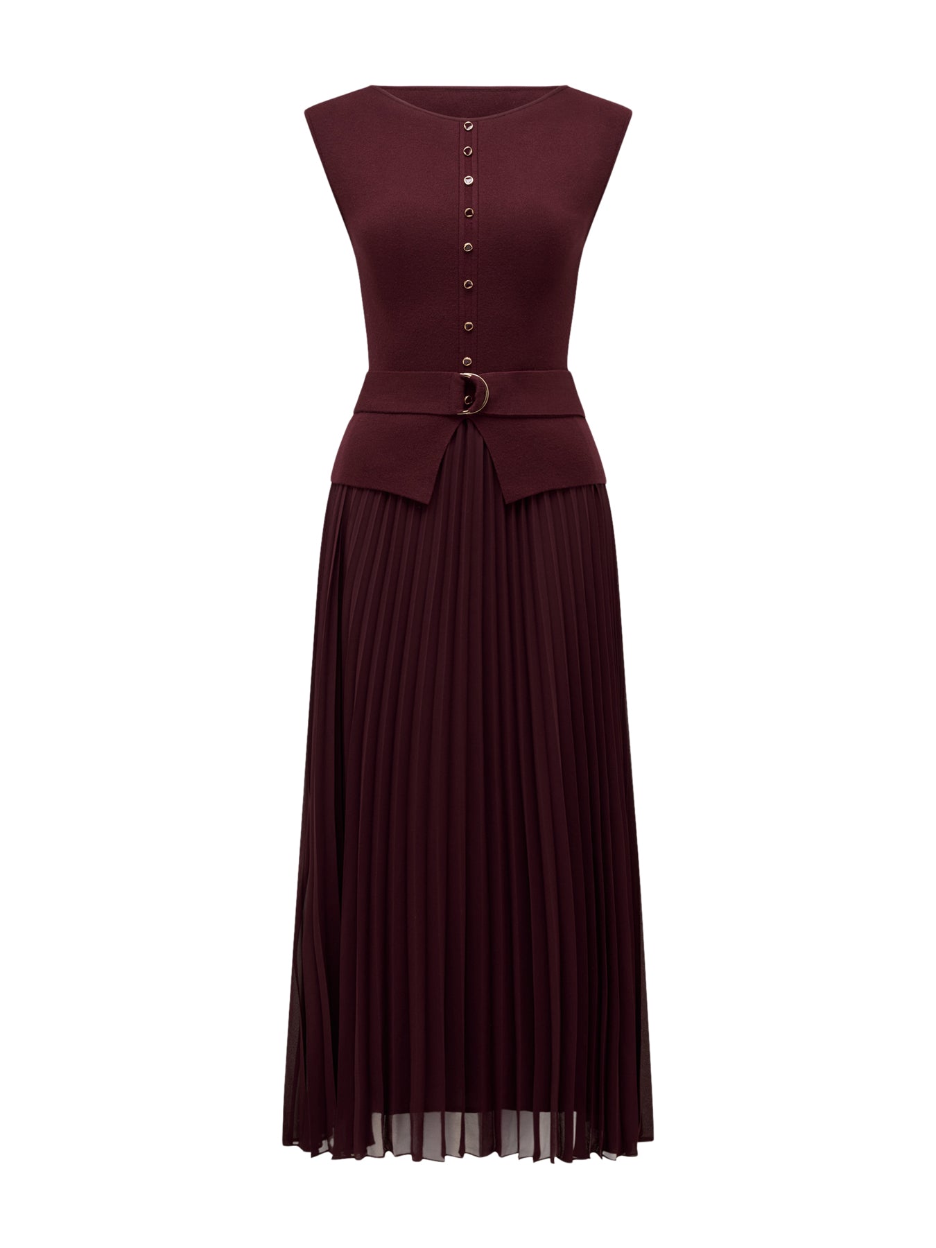 Lelani Pleated Hem Midi Dress Burgundy